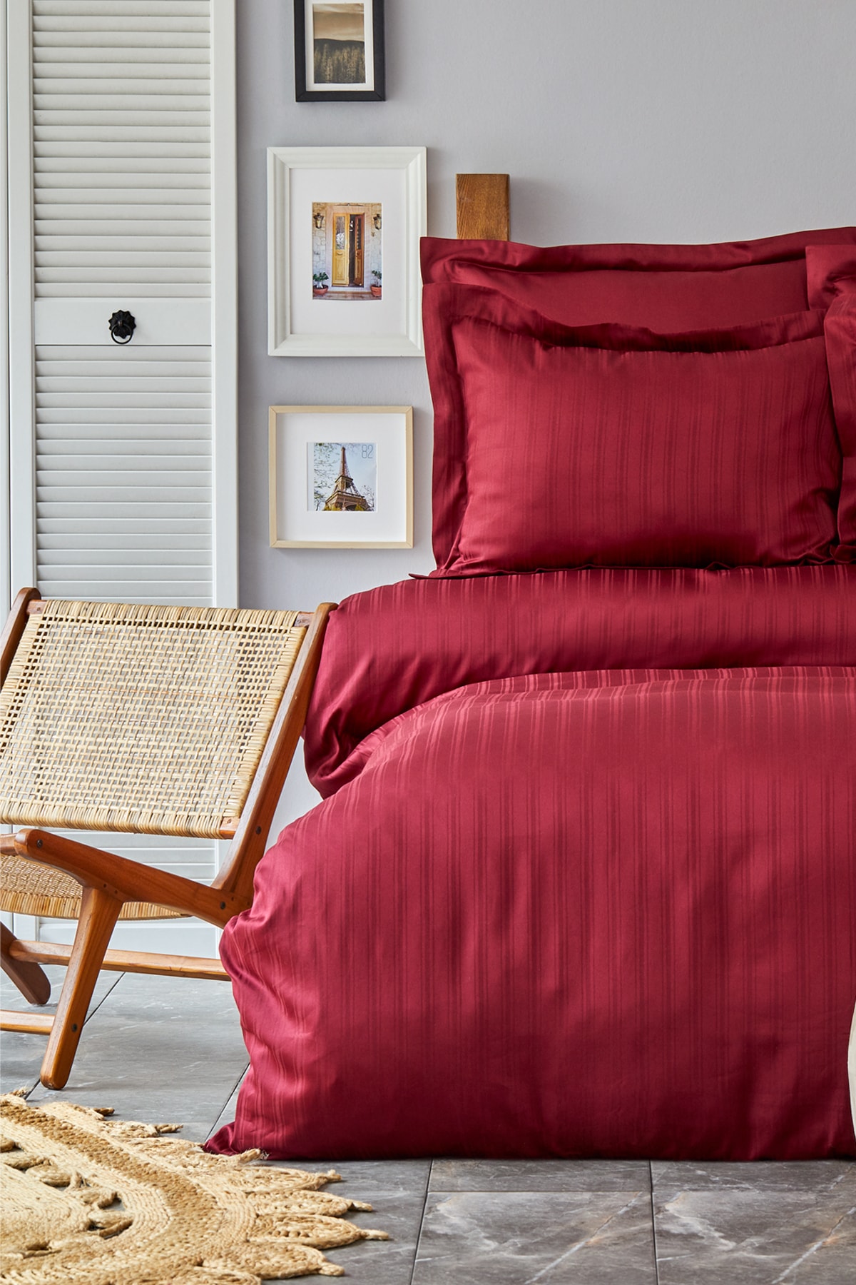 Charm Bold Bordo %100 Pamuk Tek Kişilik Nevresim Takımı