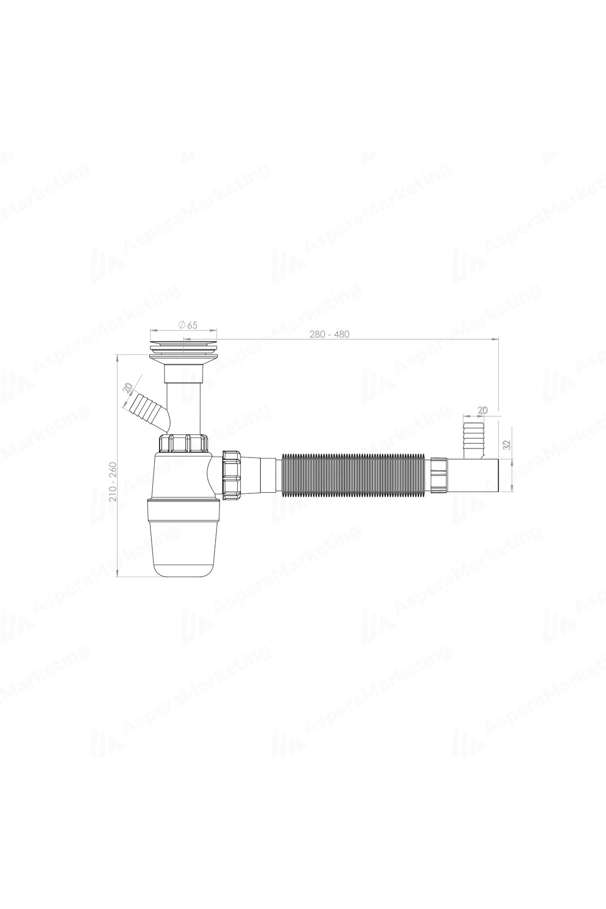 TASLI LÜKS SİFON – ÇİFT ÇAMAŞIR MAKİNESİ GİRİŞLİ, KOKU ÖNLEYİCİ