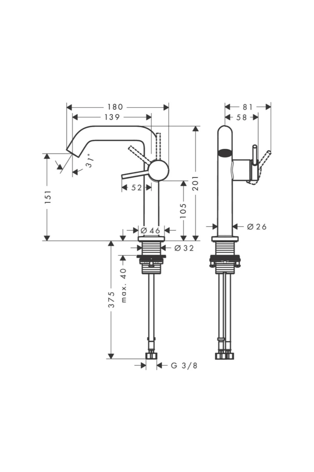 Tecturis S Lavabo Bataryası 150 73340000