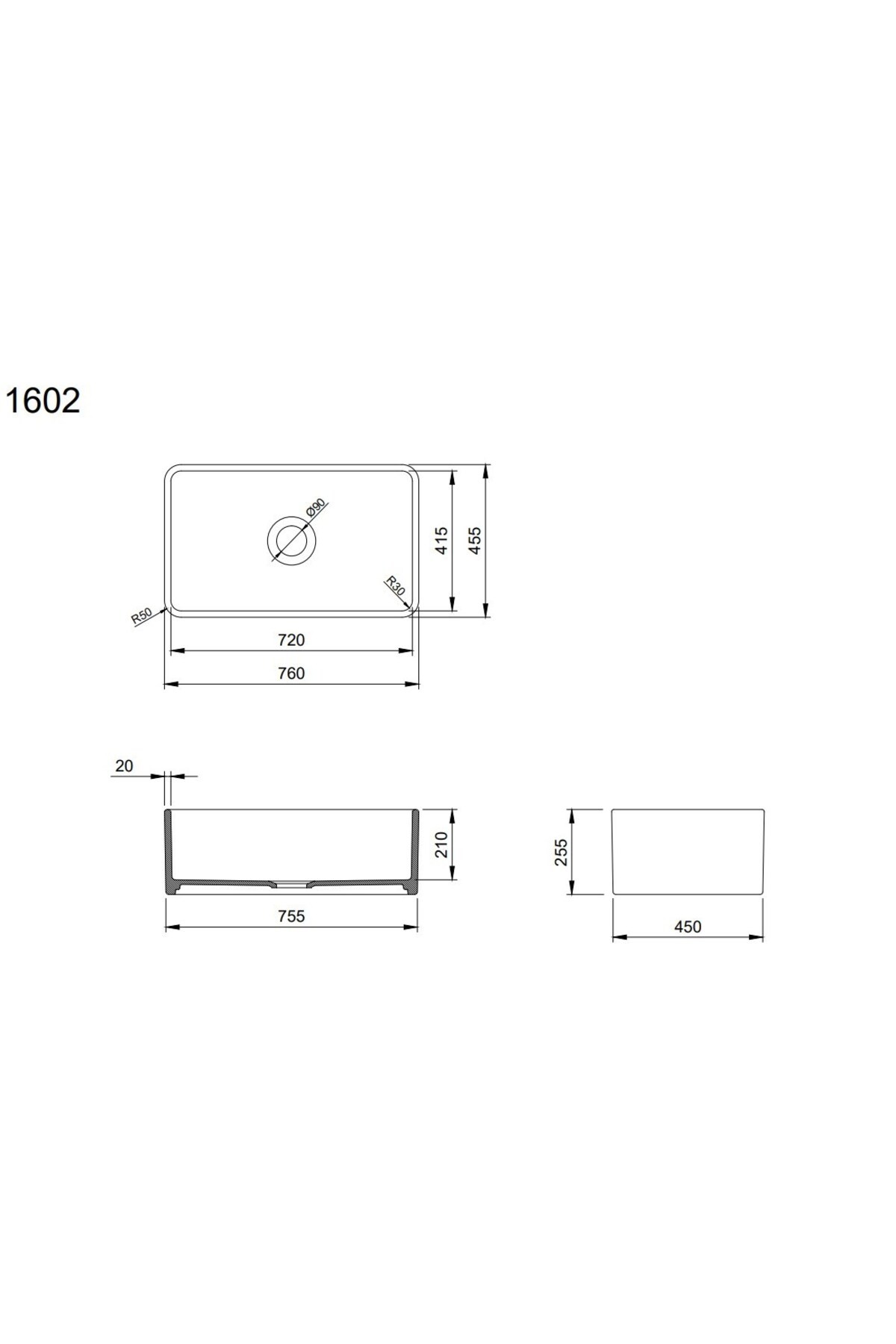 Lavello Dekorlu Eviye 76 Cm Parlak Beyaz 1602-001-0120