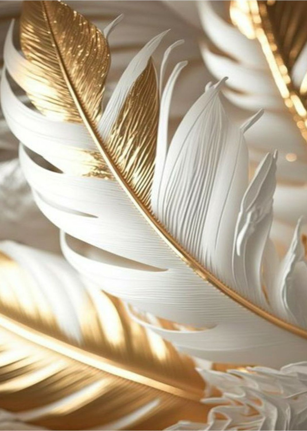 beyaz-Gold Kelebek Kombin |çerçeveli Cam Tablo 3lü Dikey