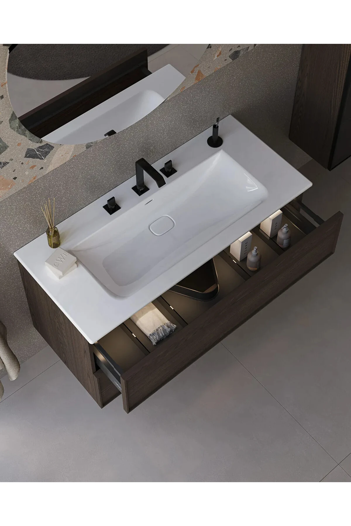 Lavabo Bataryası, Suit, 3 Delikli, Parlak Siyah, A4278439