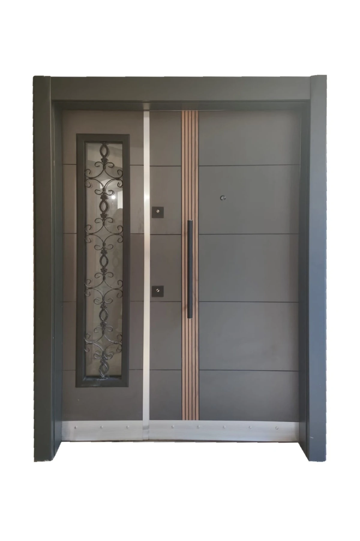 Çelik Kapı Modelleri Villa Kapısı, Iki Renk Düz Apartman Giriş Kapısı