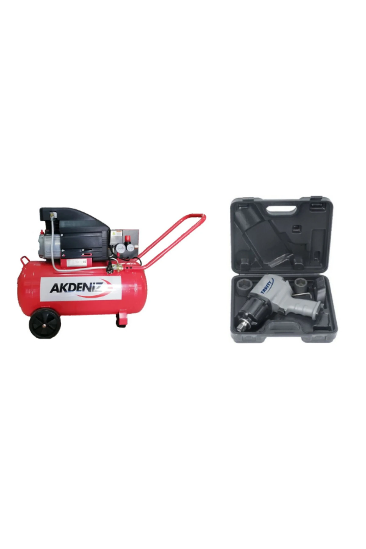 2 HP 50 LT Hava Kompresörü 8 Bar+Trusty TT341B (34B01B6-B) Somun Sökme Seti 3/4'' İnç