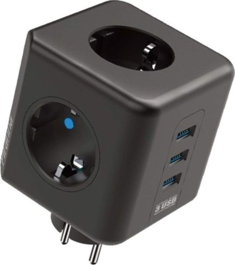 Isıya Dayanıklı Termal, Akım Korumalı 16A 4000W, 3xusb, 2.1 A, 3 Priz, Çocuk Korumalı Çoklu Küp Priz
