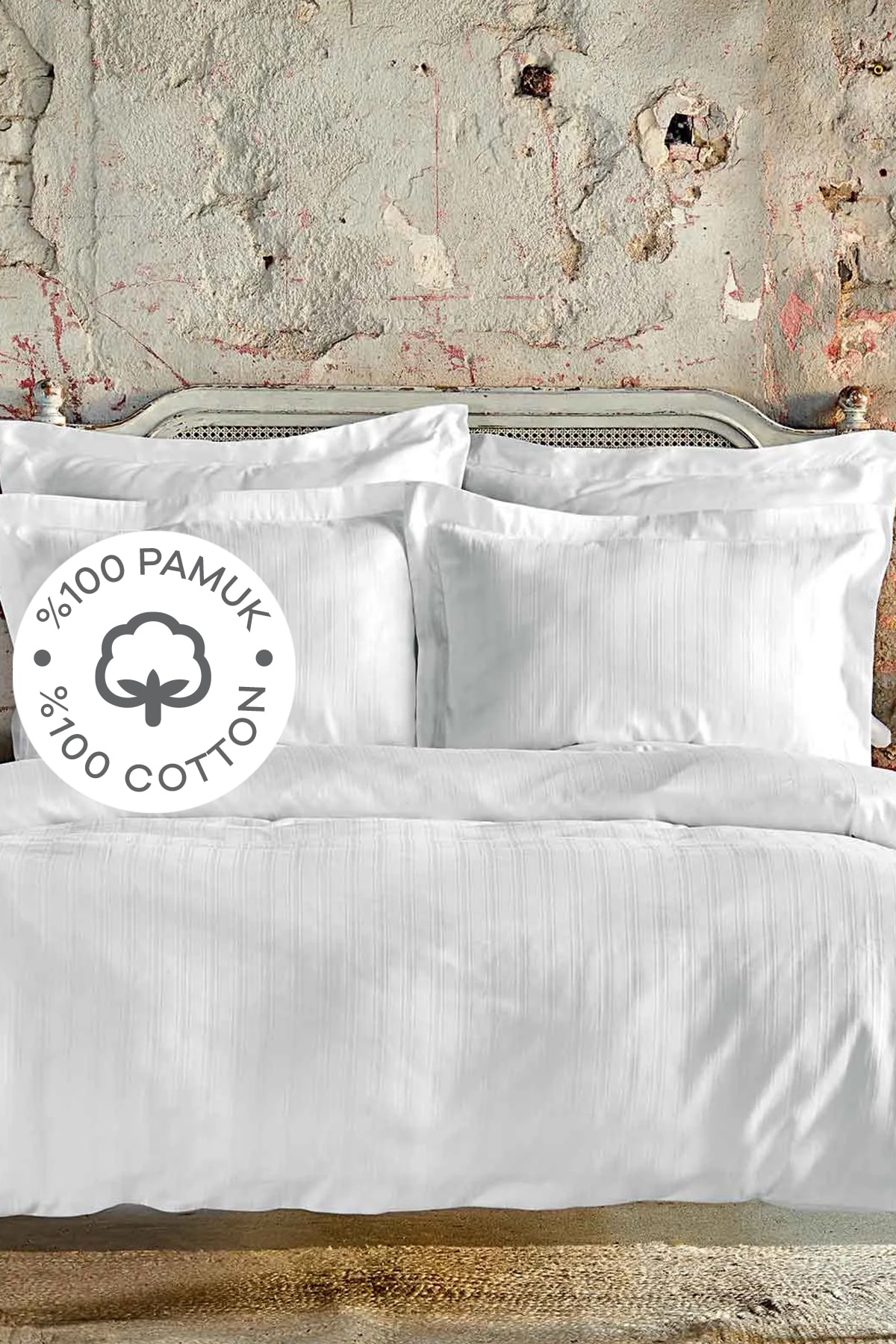 Charm Bold Beyaz %100 Pamuk Tek Kişilik Nevresim Takımı