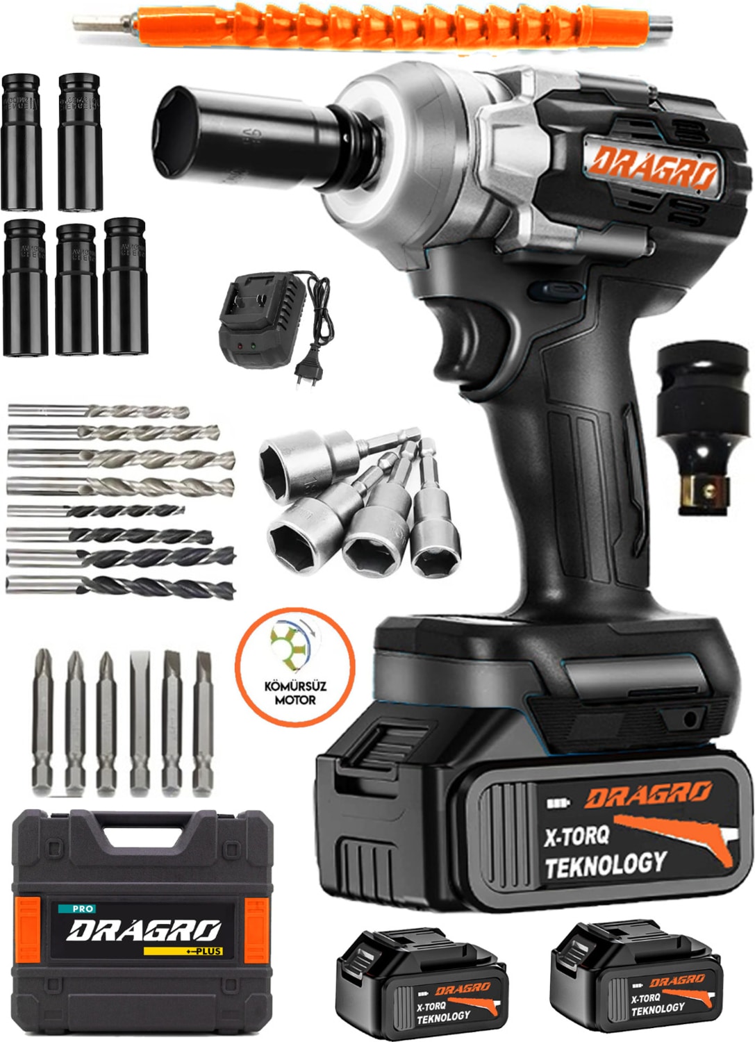 Alman 450Nm 598 Vf 20 Ah Kömürsüz Çift Bataryalı Somun Sökme Sıkma Makinesi Full Setli