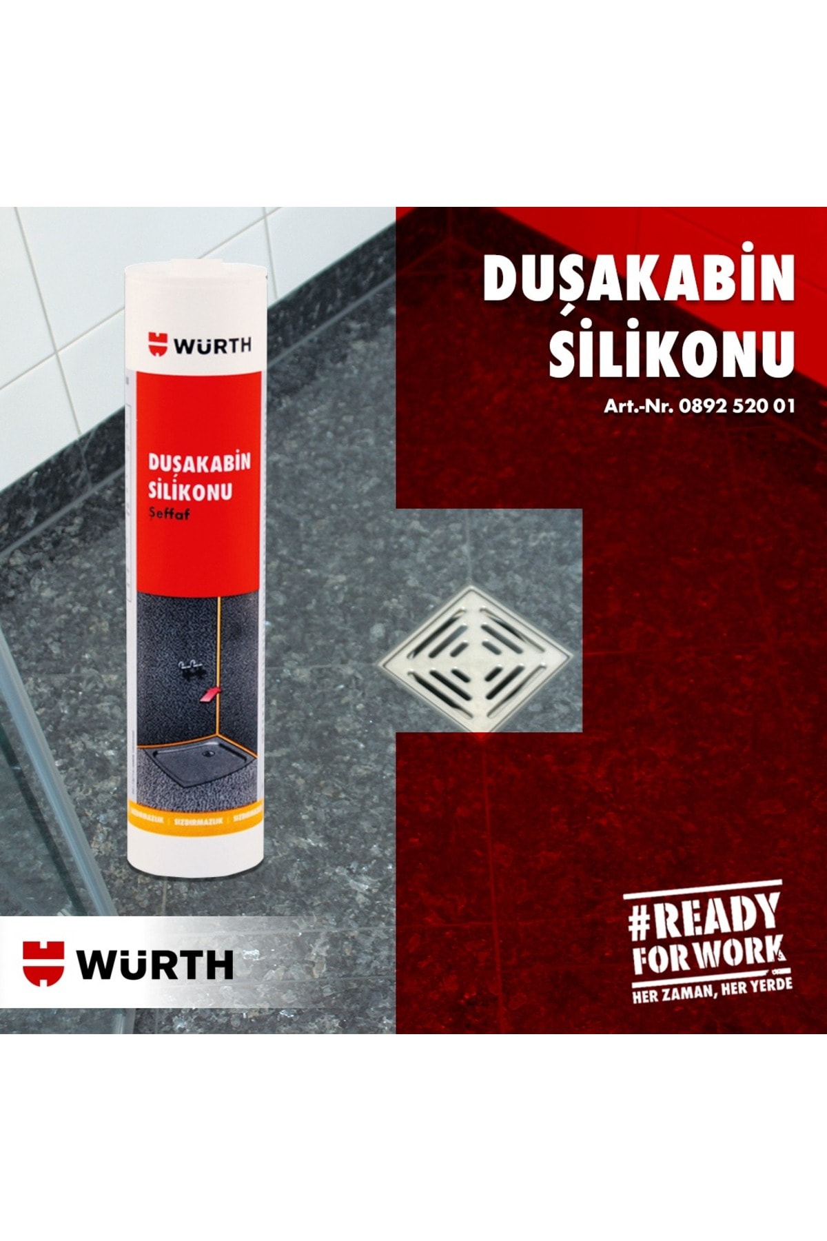 Würt Duşakabin Silikonu Şeffaf 310 ml Transparent 1 Adet