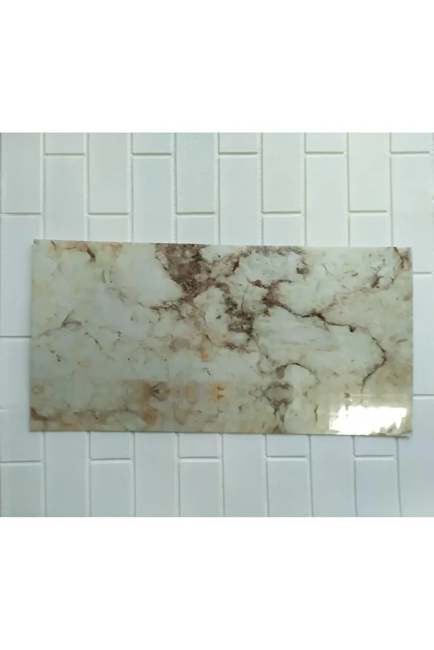 6 Adet 60x30cm Toprak Mermer Desen Yapışkanlı Karavan Prefabrik Banyo Duvar Kaplama Paneli Shiny-20