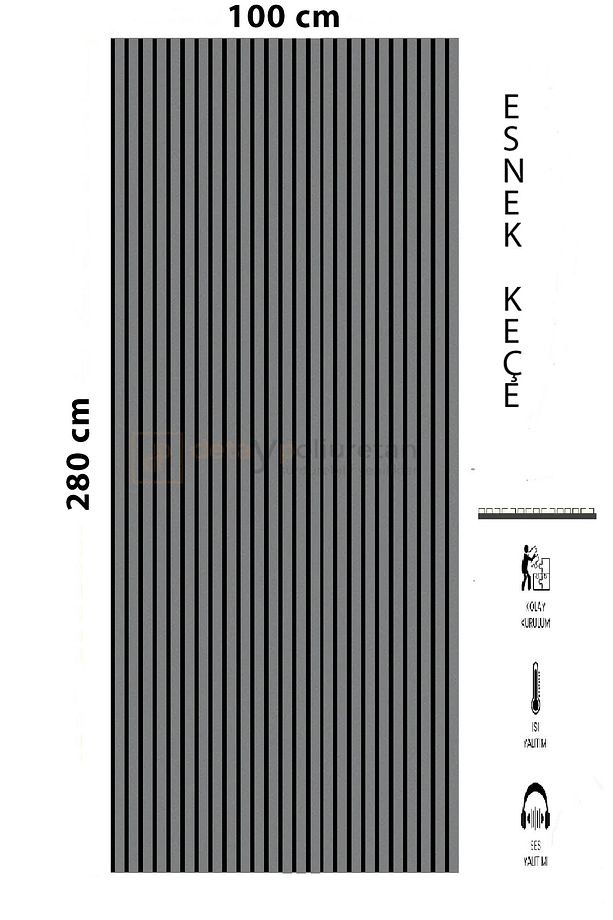 Mdf Ahşap Akustik Duvar Paneli 100x280 Cm ( Antrasit ) /