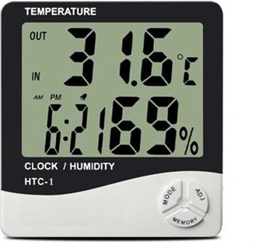 Bebek Odası Masaüstü Dijital Termometre Nem Ölçer Higrometre Saat (5047)