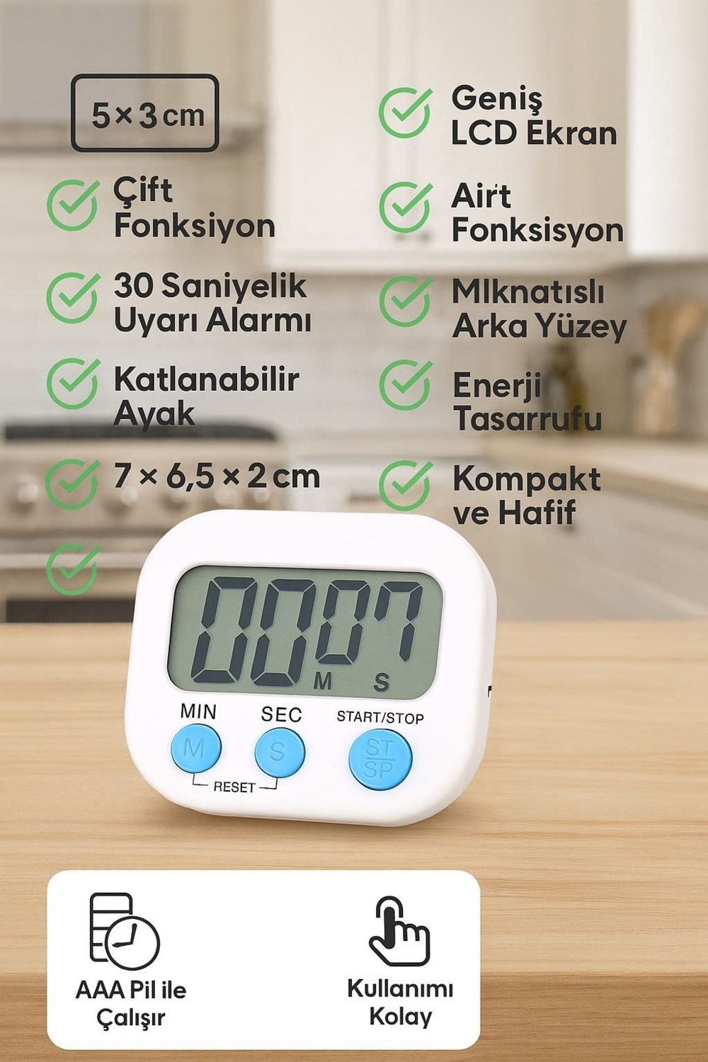 Wf Büyük Ekran Dijital Elektronik Mutfak Saati Zamanlayıcı THR305BYX