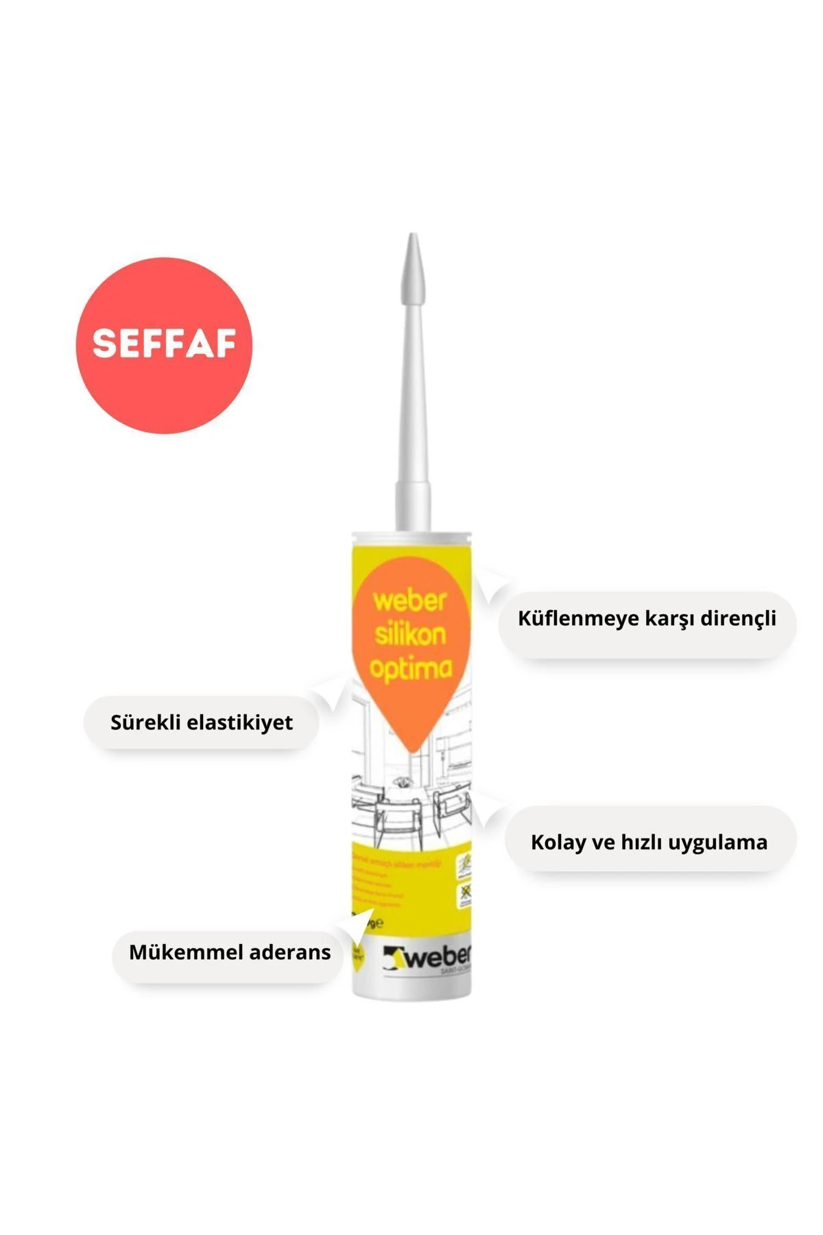 Silikon Optima - Genel Amaçlı "su Geçirmez" Seffaf 280gr