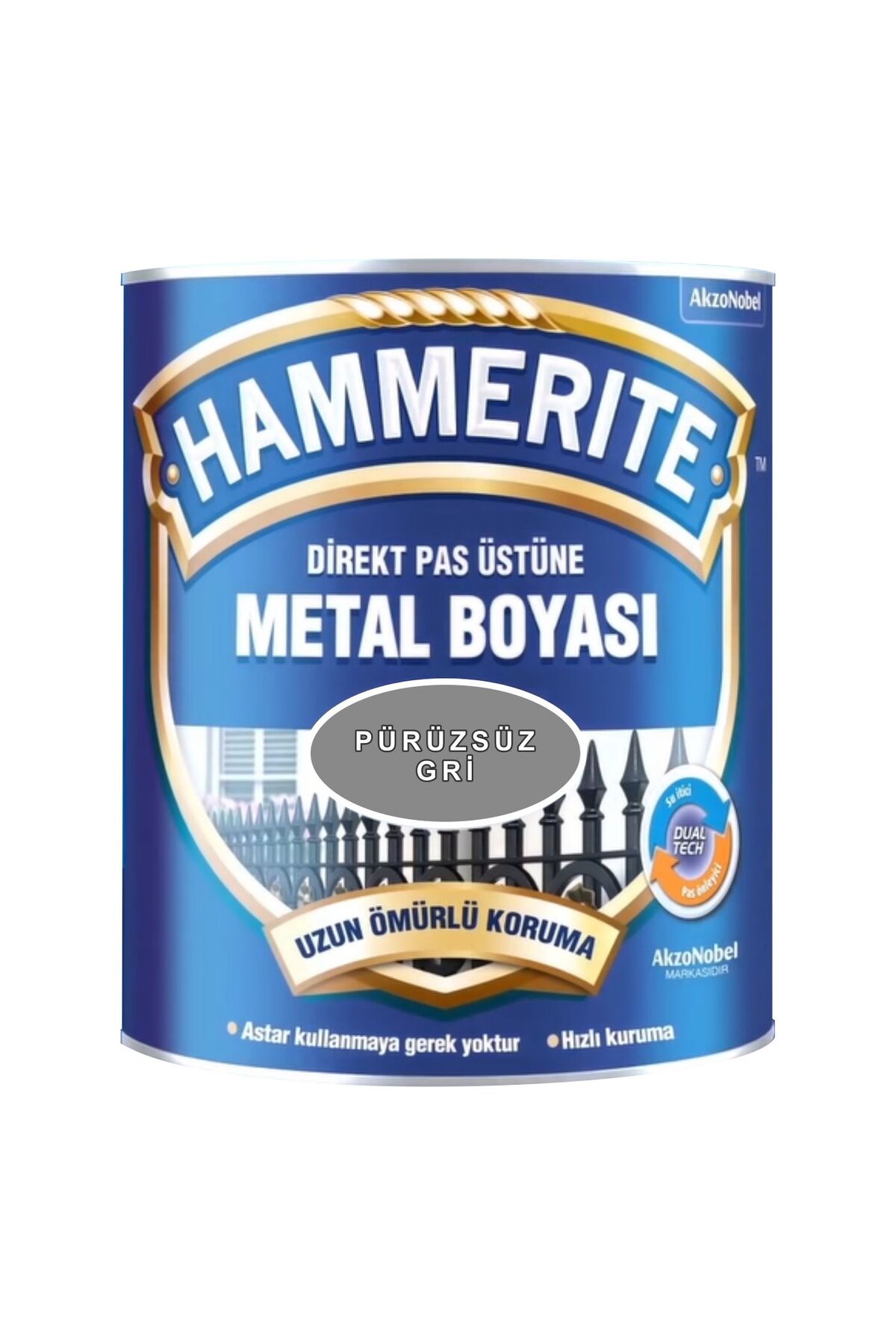 HAMMERİTE Pürüzsüz Gri 0.75 LT-Astara Antipasa gerek kalmaz-6 Yıla varan dayanım-Su itici özellik