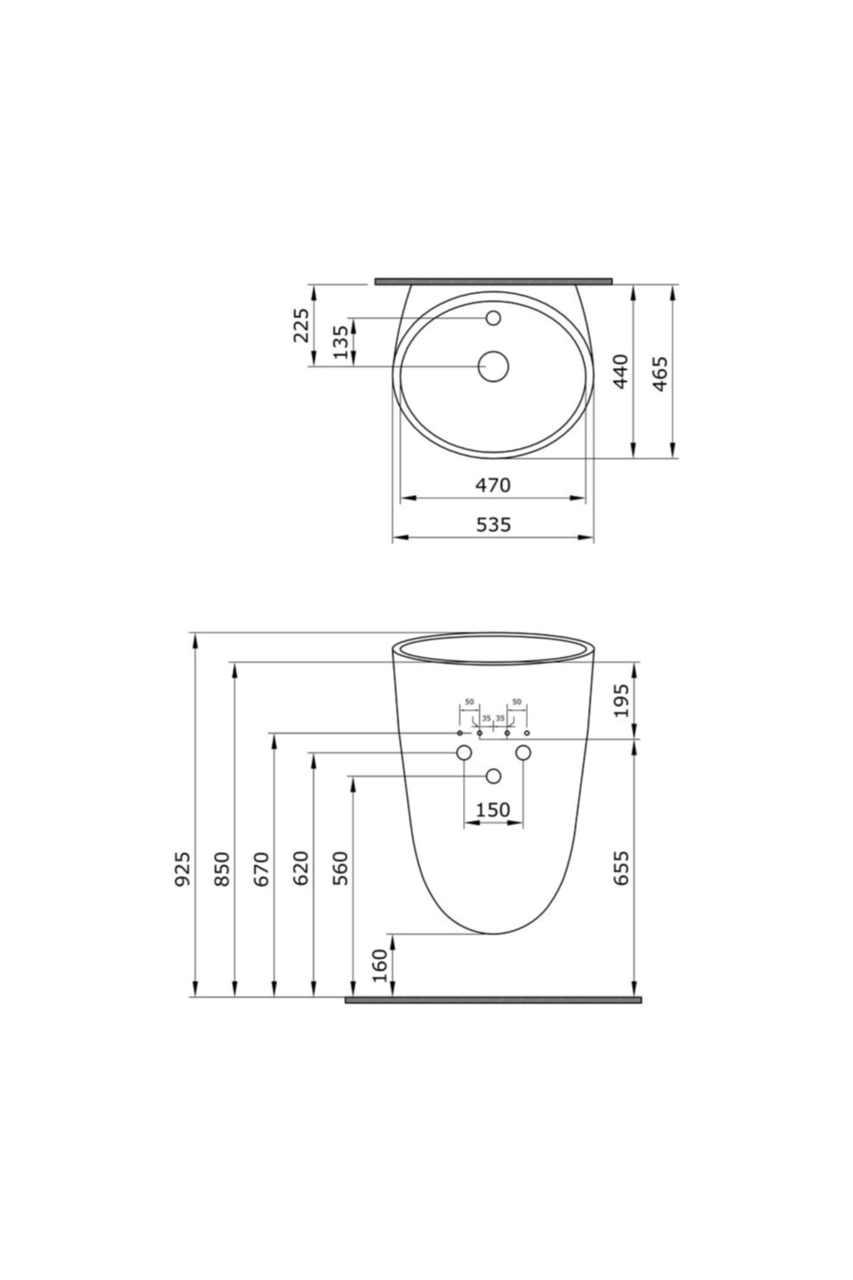 Venezia Asma Monoblok Lavabo 54 Cm Mat Gri 1083-006-0126