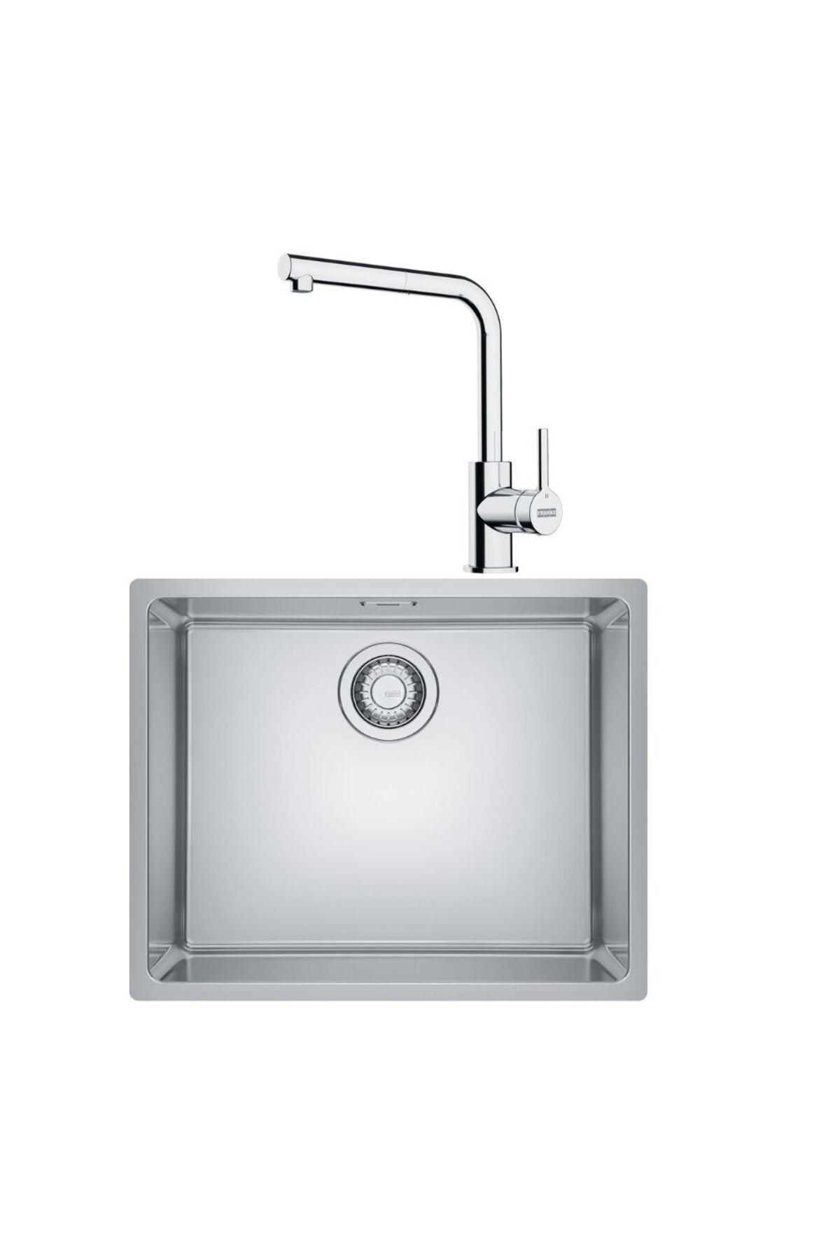 MRX 110-50 Paslanmaz Çelik Evye, Lina L Krom Spiralli Armatür Set