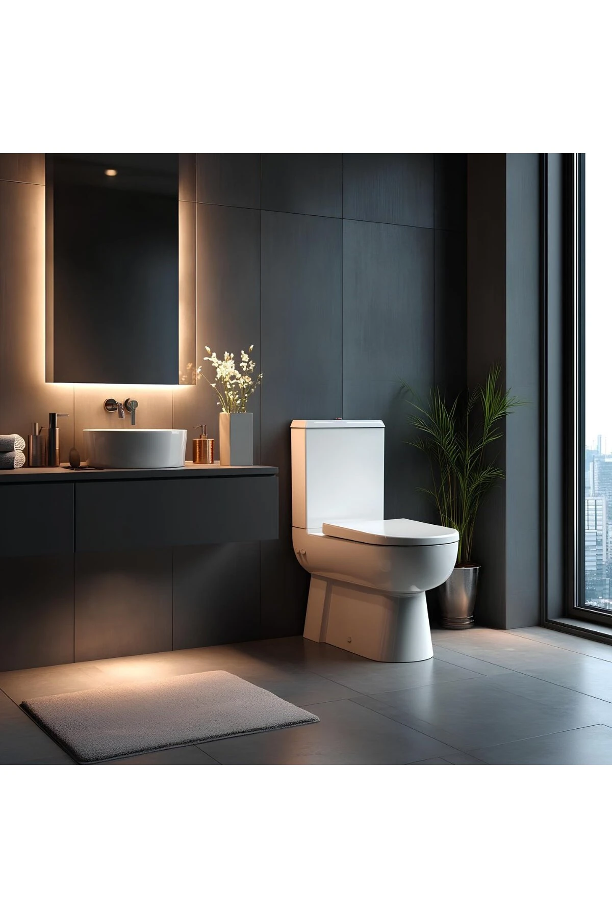 Omega Beyaz Kanallı Duvara Sıfır Klozet Takımı OMG1303, Nkp İnci Yavaş Kapak