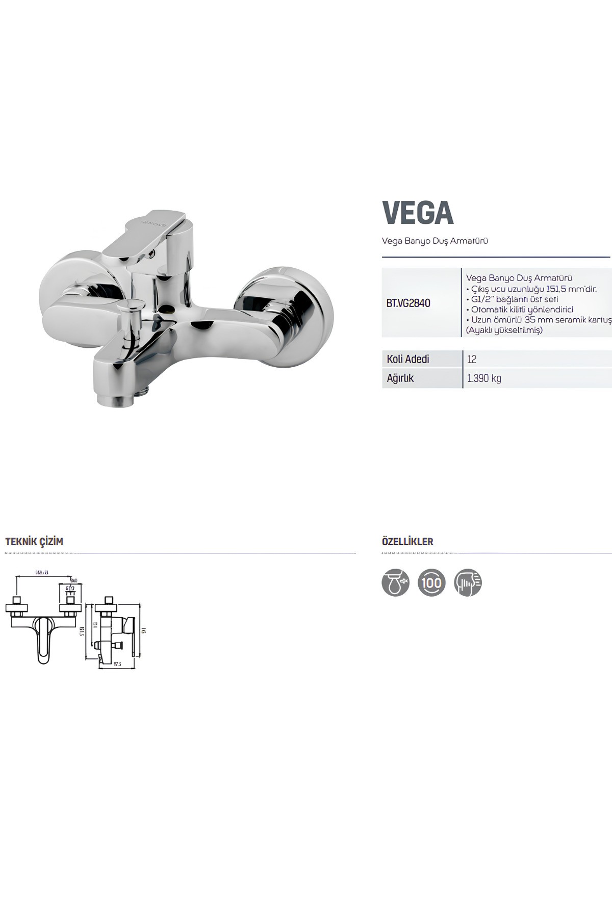 Vega Batarya Seti 3’Lü Banyo-Lavabo-Evye