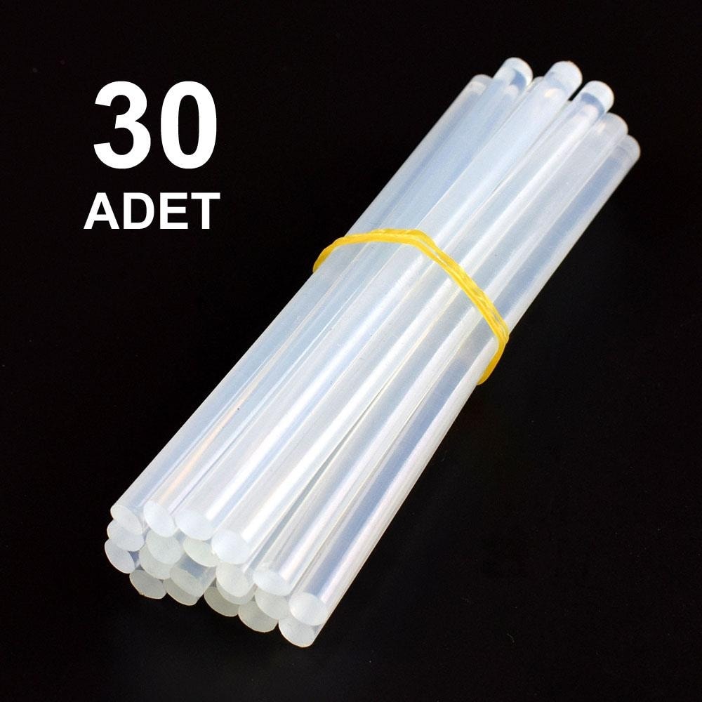30 Adet, Kalın Silikon, Sıcak Silikon, Şeffaf Mum Silikon, 11 Mm, Sıcak Yapıştırıcı