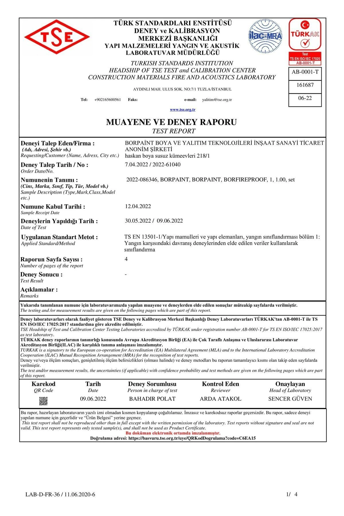 Borfıreproof Yangına Dayanıklı Boya 4 Kg