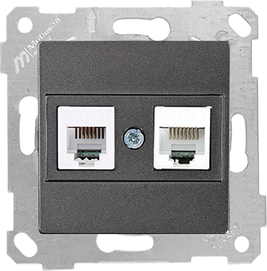 Rita Mekanizmalı Tuş Telefon Data Priz (RJ12 CAT5E) Füme