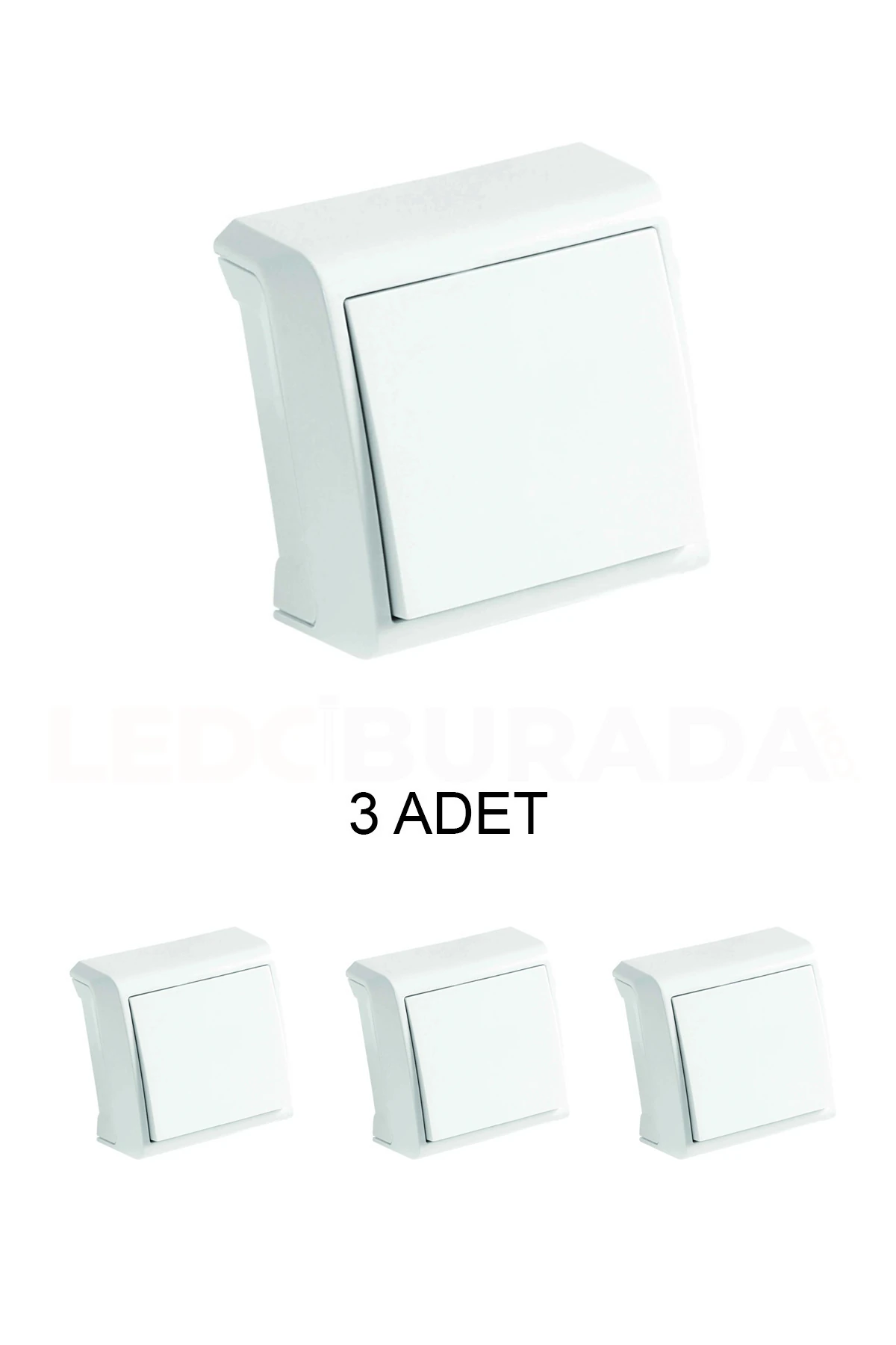 90681001 Vera Beyaz Anahtar Sıva üstü -  3’lü Paket