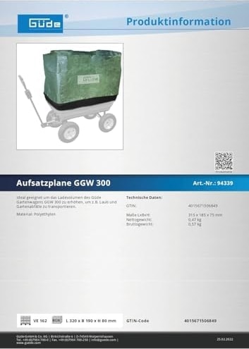 94339 Bahçe Arabası Hacim Arttırma Örtüsü