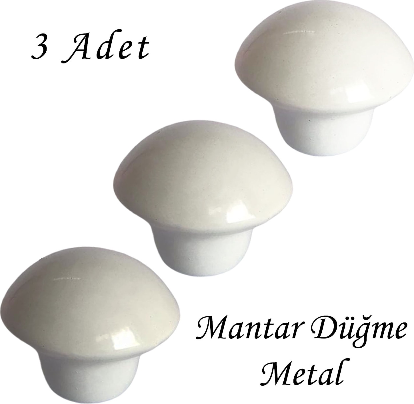 3 Adet Beyaz Mantar Düğme Kulp Mobilya Çekmece Dolap Kapak Kulbu Metal Kulp Aksesuarları Vidalı