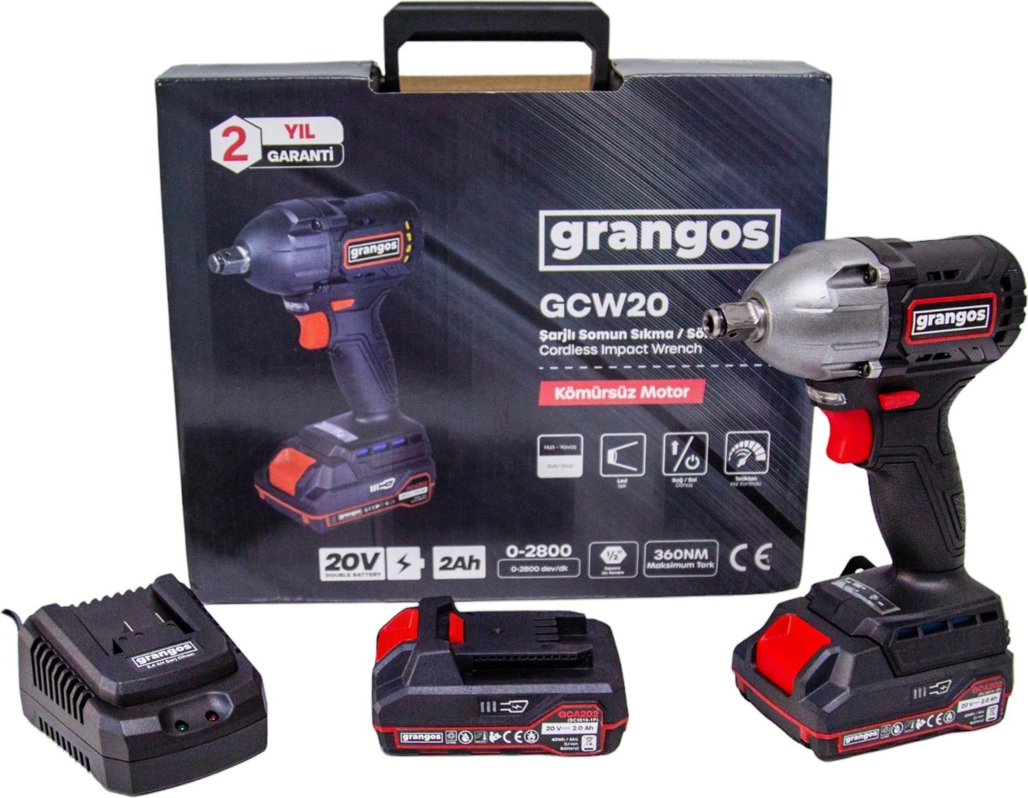 GCW20-T2 20V 2 Ah Çift Akülü Somun Sıkma Sökme 1/2’’ 360 Nm