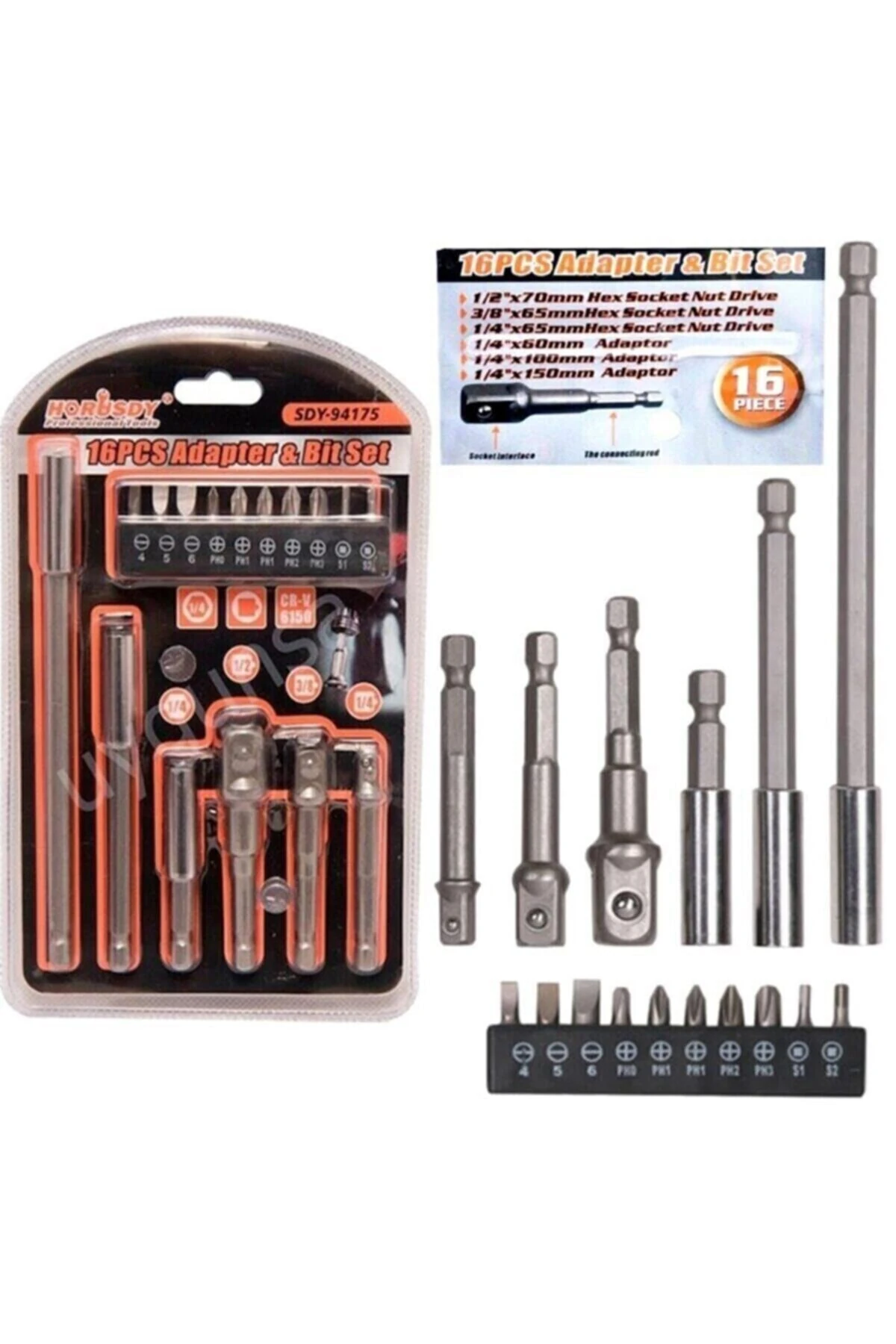 Horusdy Bits Uç Bağlantı Adaptör Seti Lokma Bağlantılı 16 Parça Sdy-94175