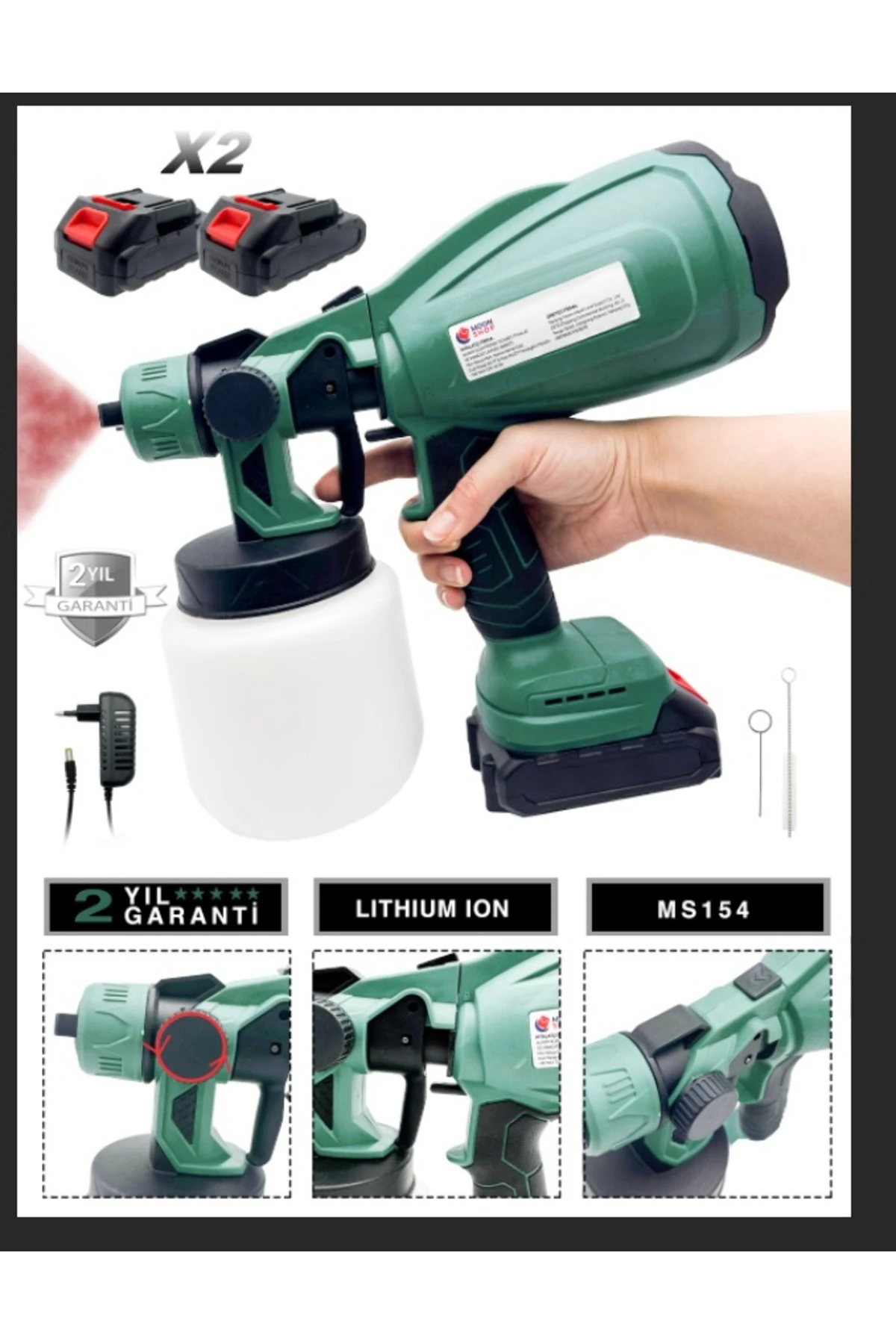 48V Çift Akülü Boya Tabancası Püskürtme Ilaçlama Makinası Vernik Ve Her Türlü Püskürtme...