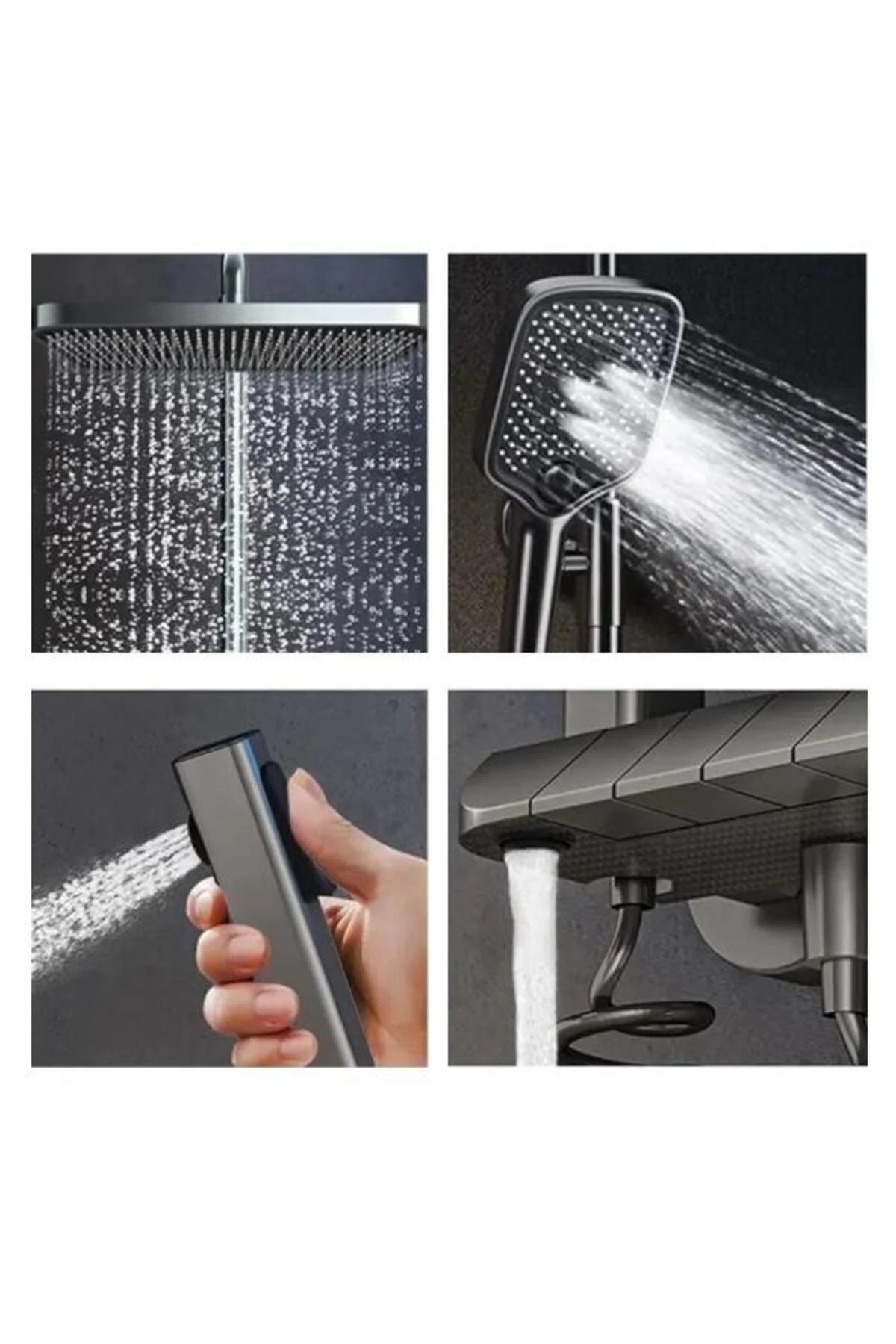 Gri Piyano Robot Duş Seti Yağmur Tepe Banyo Prinç