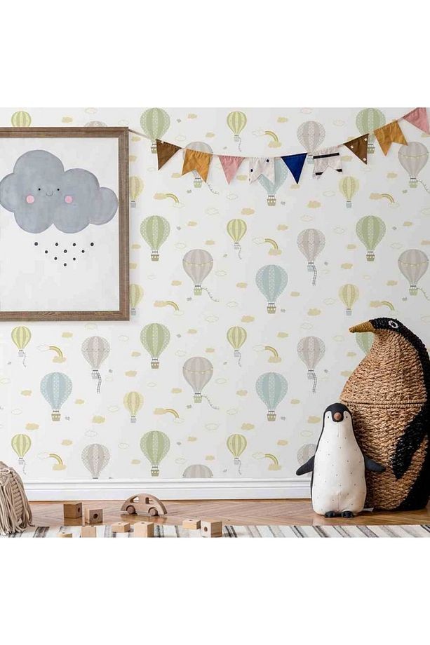 Adakids 8901 Serie Uçan Balon Desenli Çocuk Odası Duvar Kağıdı 8901-2
