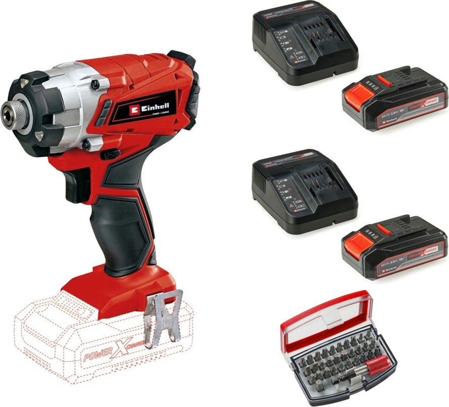 EİNHELL Te-Cı 18/1 Li - Solo Torklu Darbeli Matkap + 2 x 2.5 Ah Starter Kit Akü (Bits Uç Dahil)