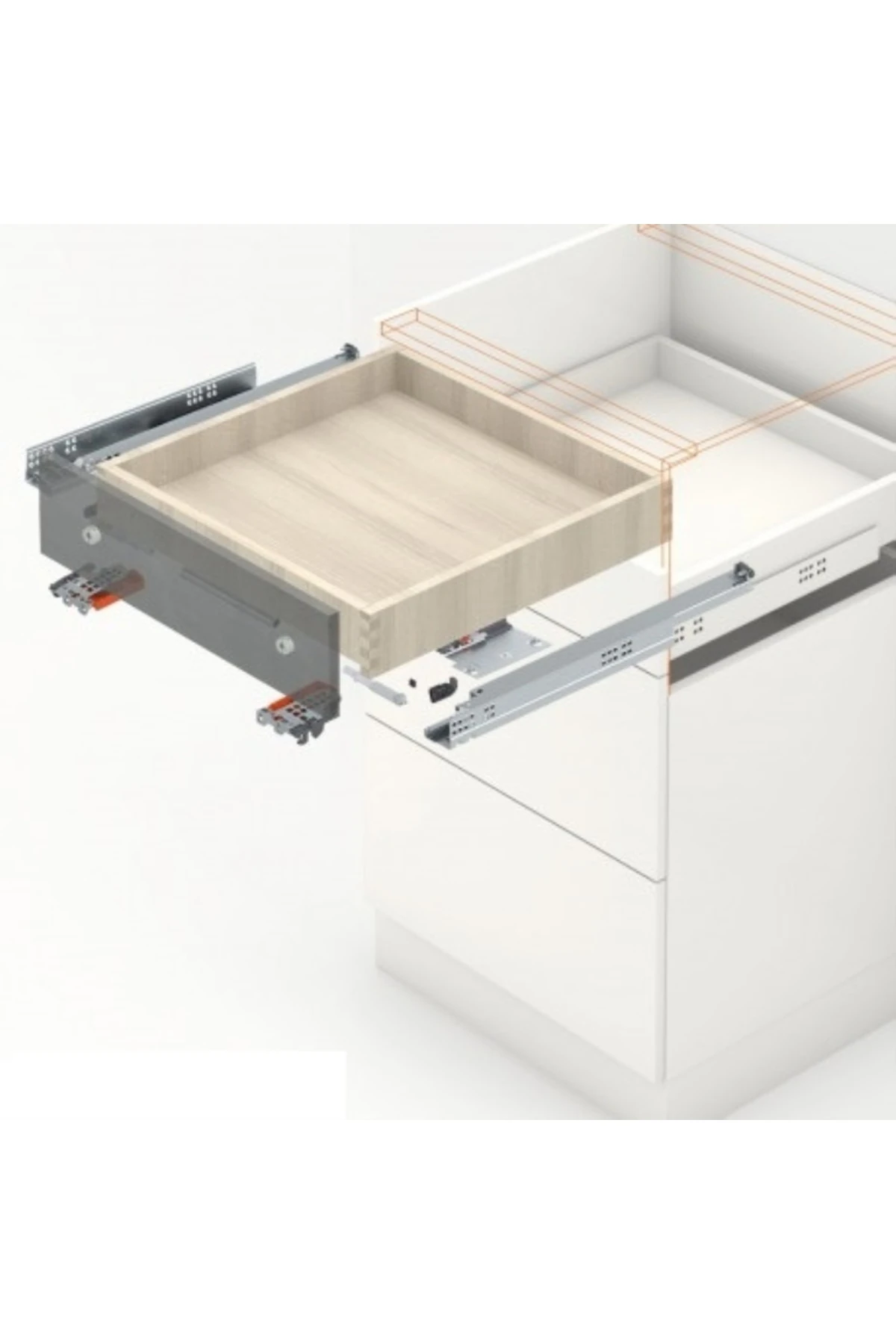 Tandem Tip-on Çekmece Rayı Tam Açılım -frensiz 40 Cm