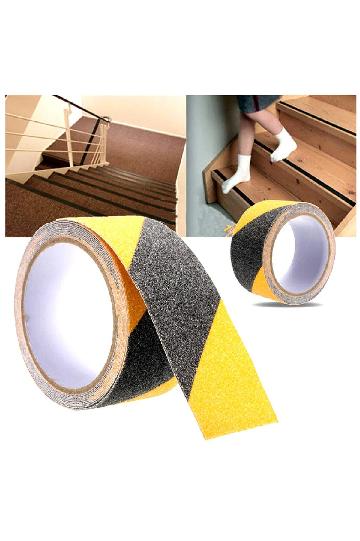 Sarı Siyah Merdiven Ve Zemin Kaymaz Kaydırmaz Bant (50MMX25M) (HENKEL YAPIŞTIRICILI)