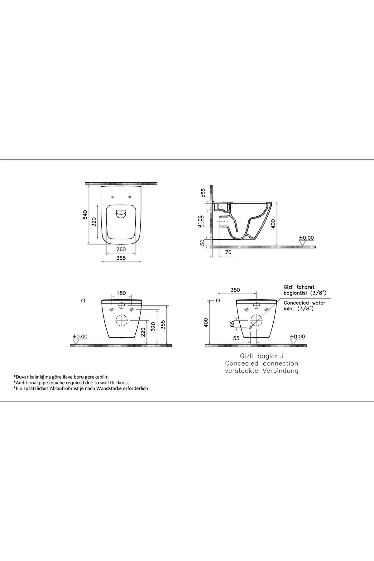 Asma Klozet, Integra Square Rim-ex, Kanalsız, Gizli Montaj, 7082L003-0090