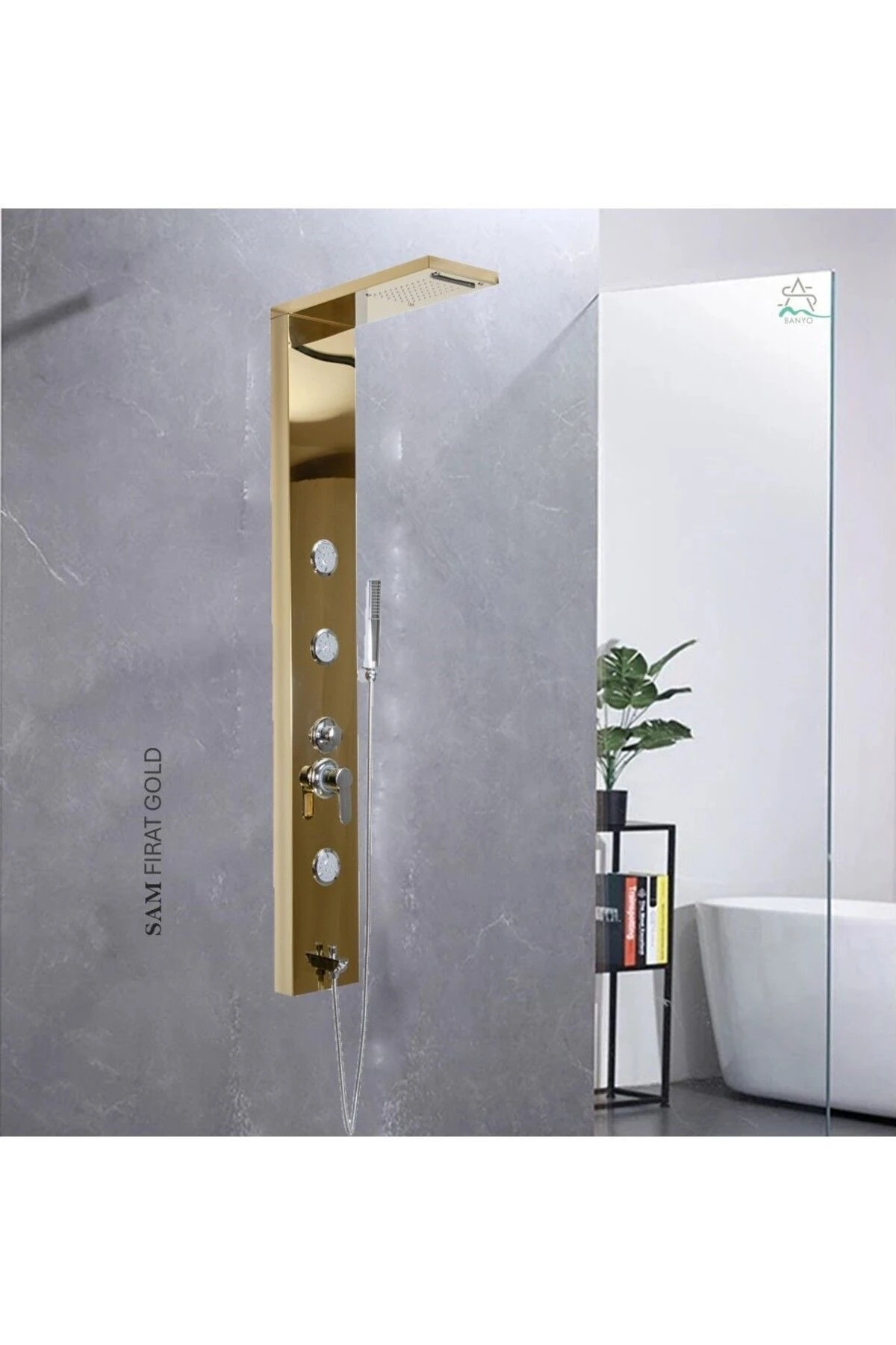 Sam Fırat Gold Duş Paneli ,duş Kolonu, Robot Duş, Duş, Gold Rengi Dikey Jakuzi