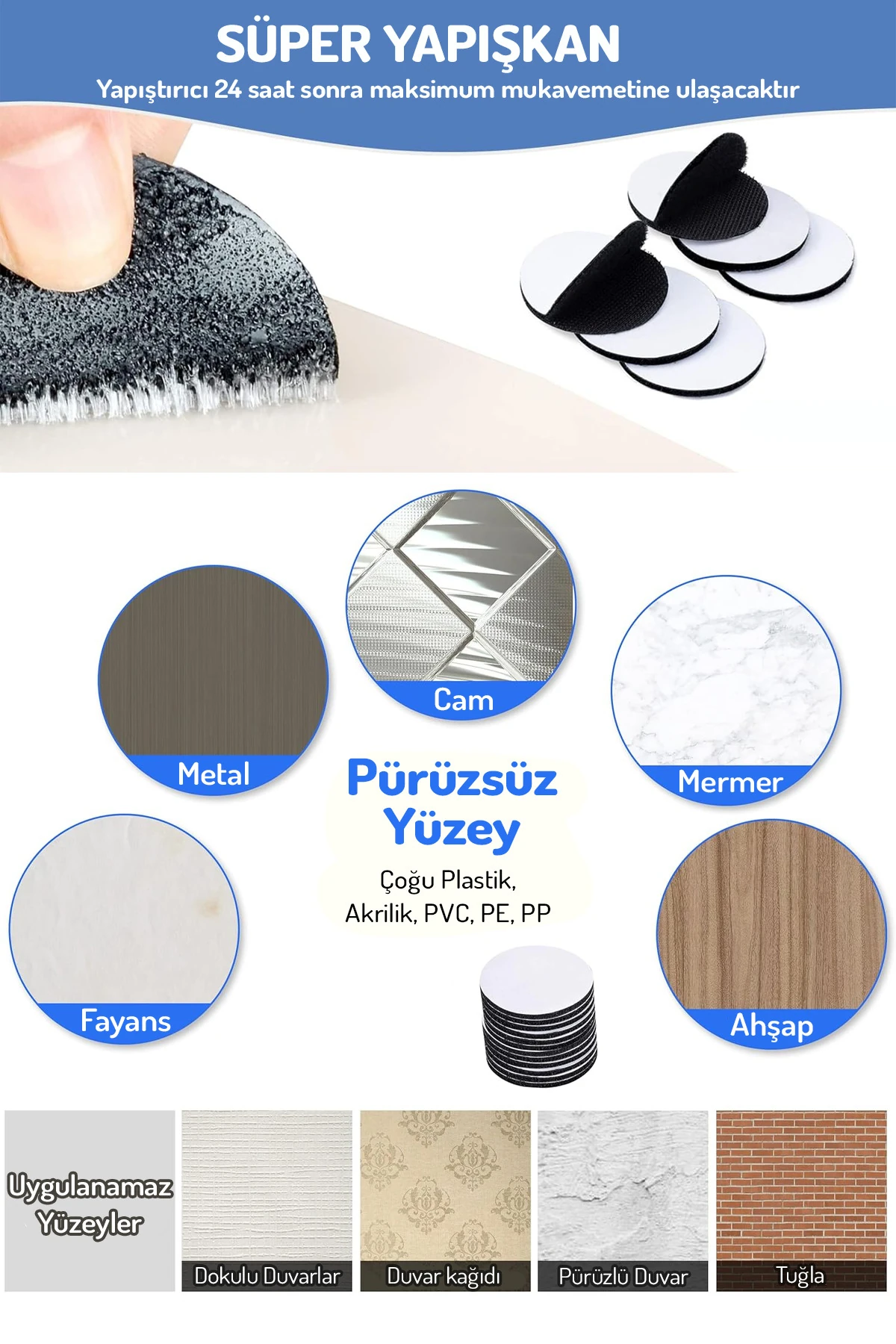 10lu Halı Kilim Koltuk Örtüsü Sabitleyici Kaydırmaz Cırt Yıkanabilir Kendinden Yapışkanlı Cırtlı Ped