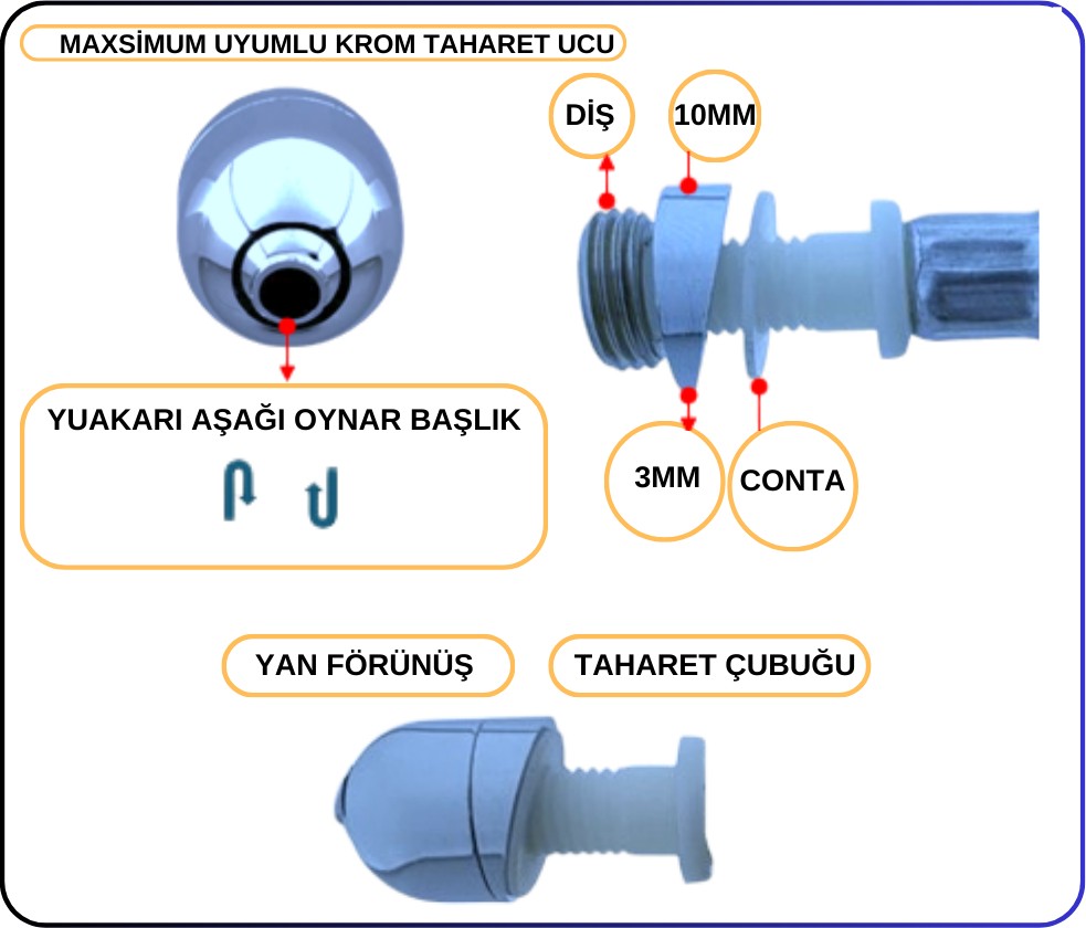 311463YP1TE Vitra-Taharet Ucu Fıskiye Ayarlı Krom (TK17°)