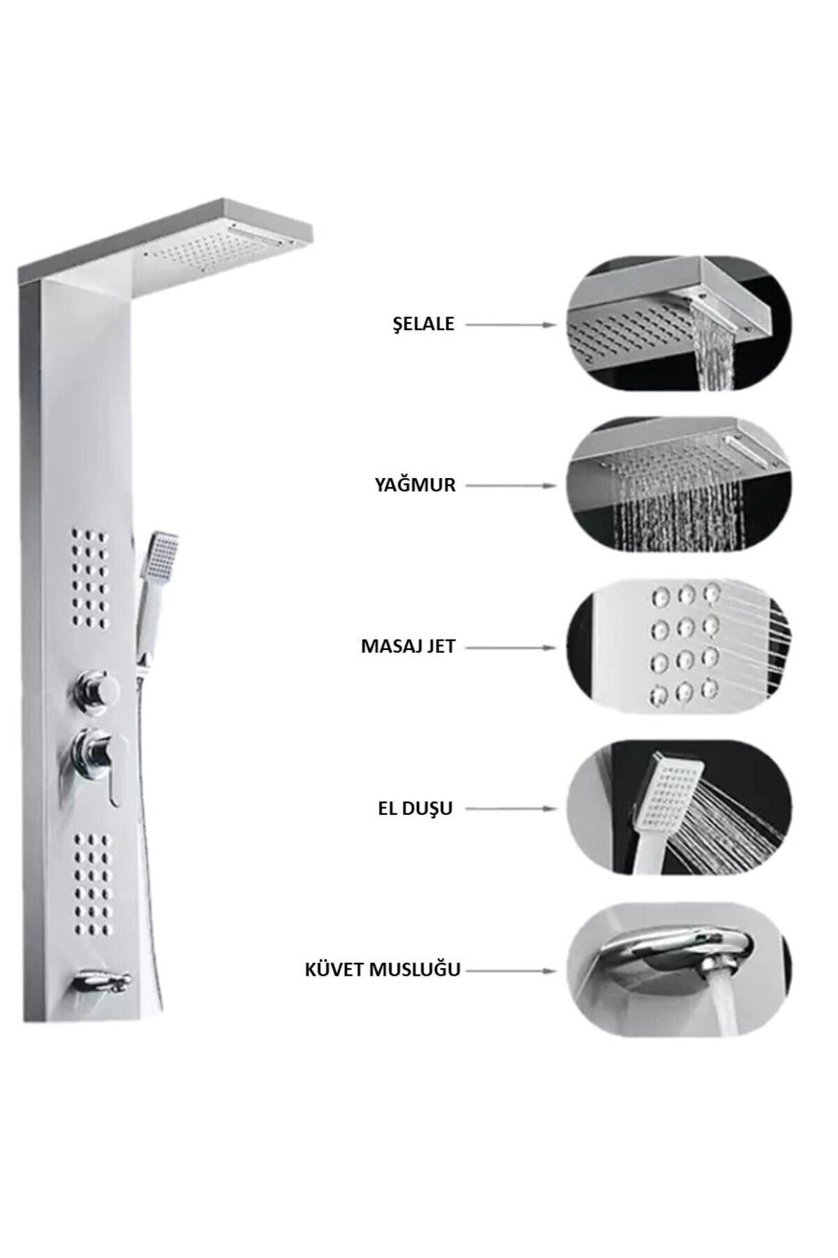 Sam Niagara Krom Duş Paneli ,duş Kolonu, Robot Duş, Duş, Dikey Jakuzi
