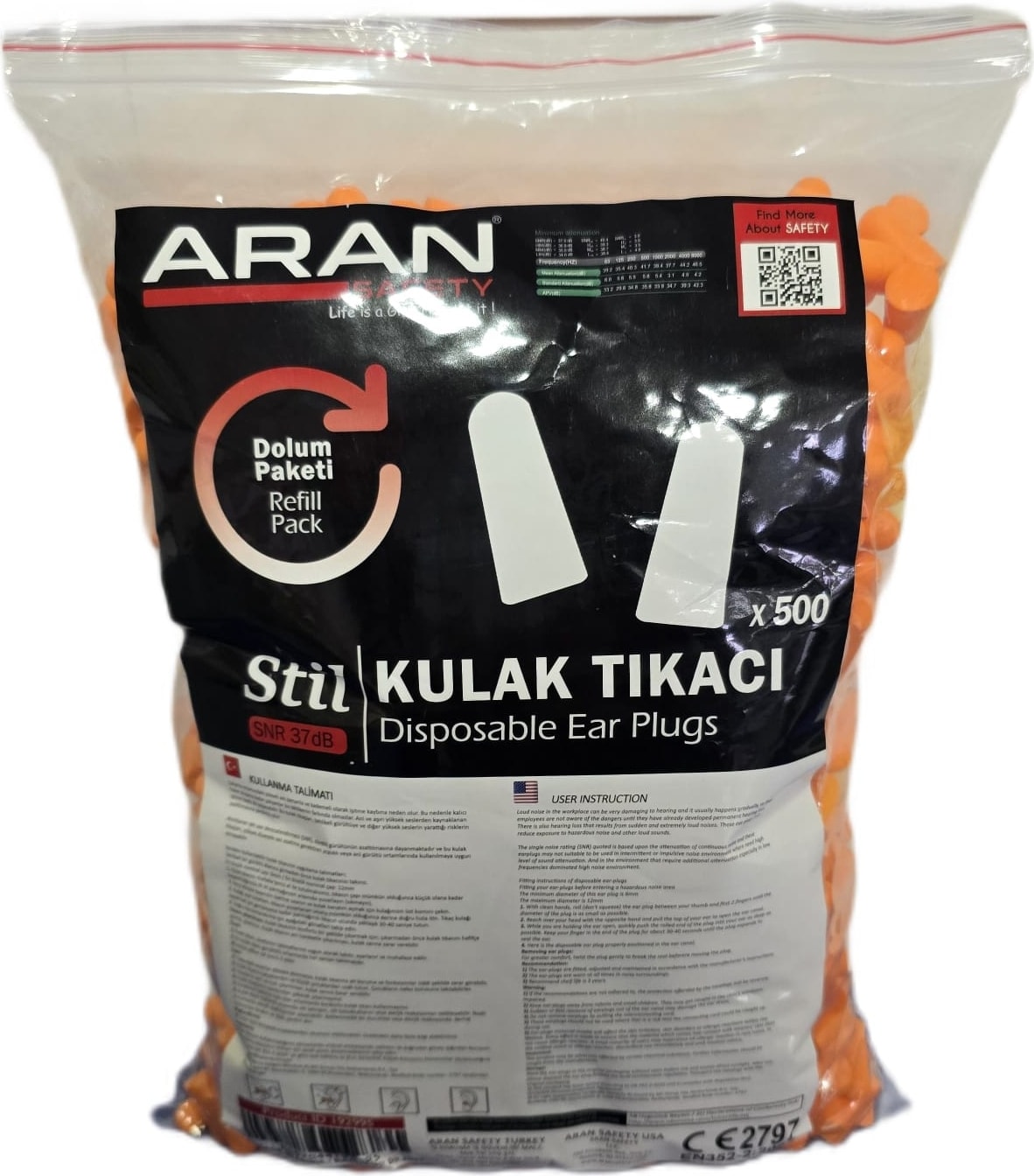 Aran Dökme Kulak Tıkacı 500 Çift
