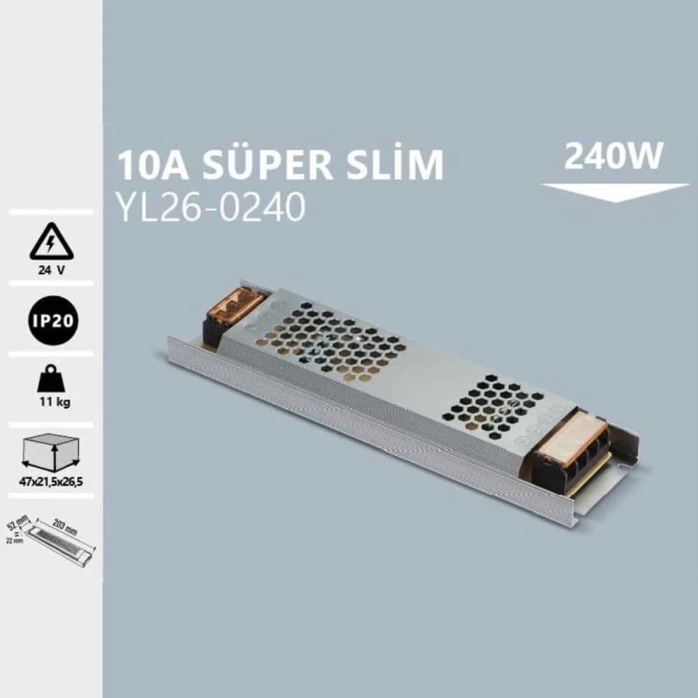 Noas 24V 10 Amper 240 W Trafo Ultra Slim YL26-0240