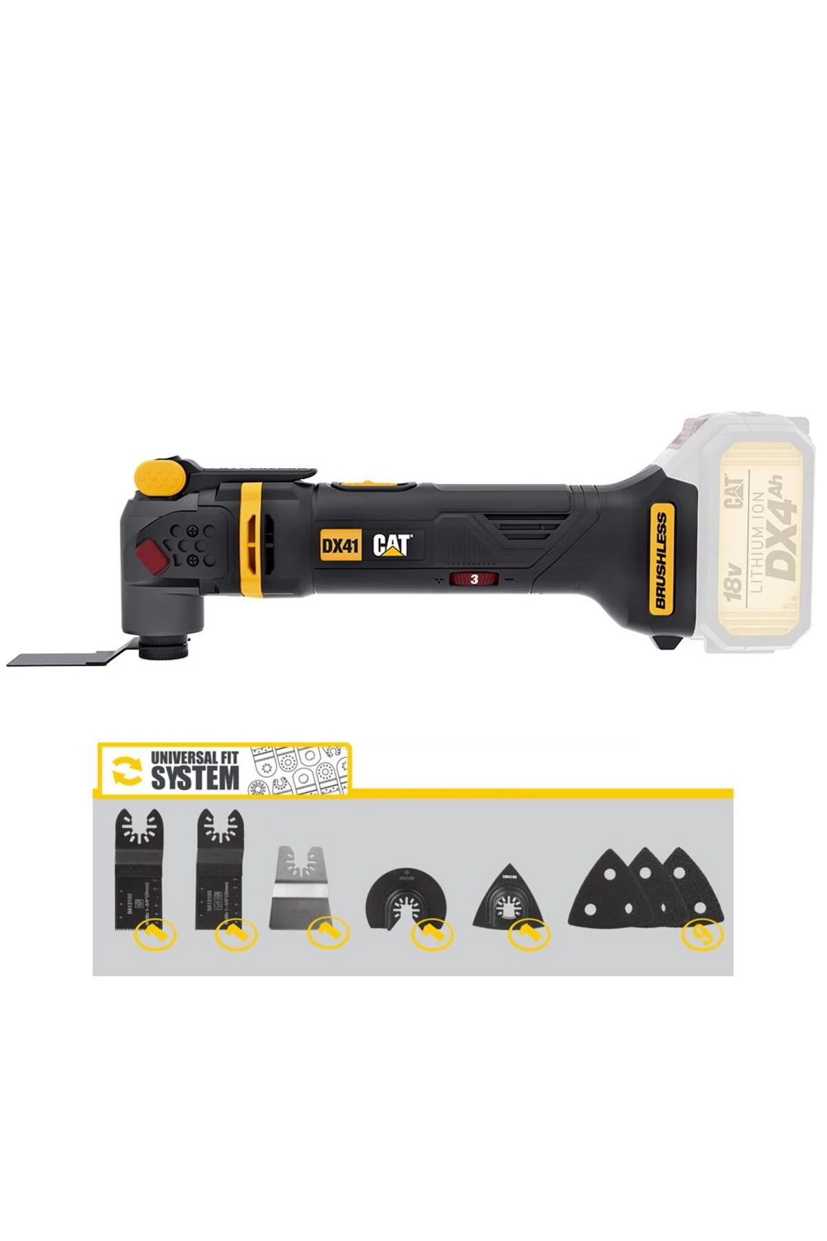 DX41B 18Volt Kömürsüz Profesyonel Çok Amaçlı Devir Ayarlı Raspalama+14 Adet Aksesuar (Akü Dahil