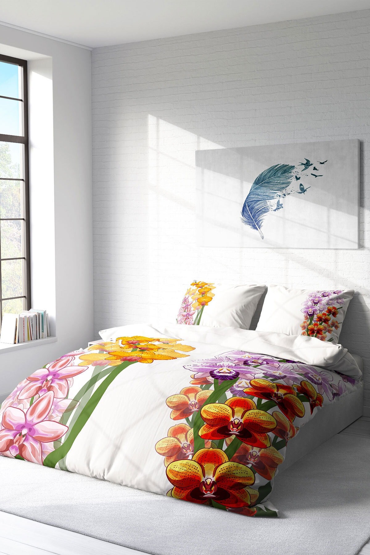 Kıng Sıze Orchid Naturel Çift Kişilik Nevresim Takımı 220x240cm