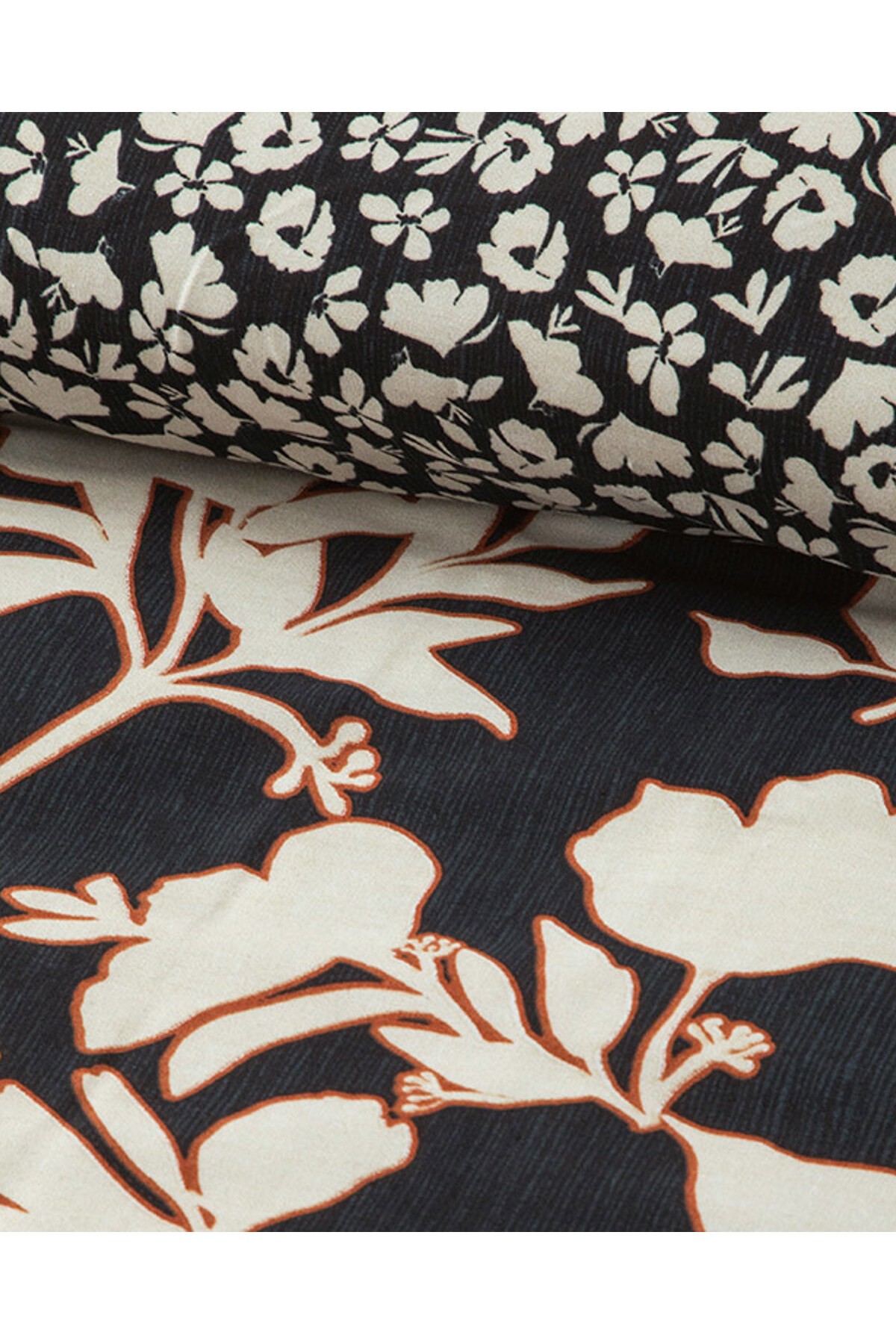 Grandiflora Dijital Baskılı Soft Cotton Çift Kişilik Nevresim Seti Antrasit- Terracotta