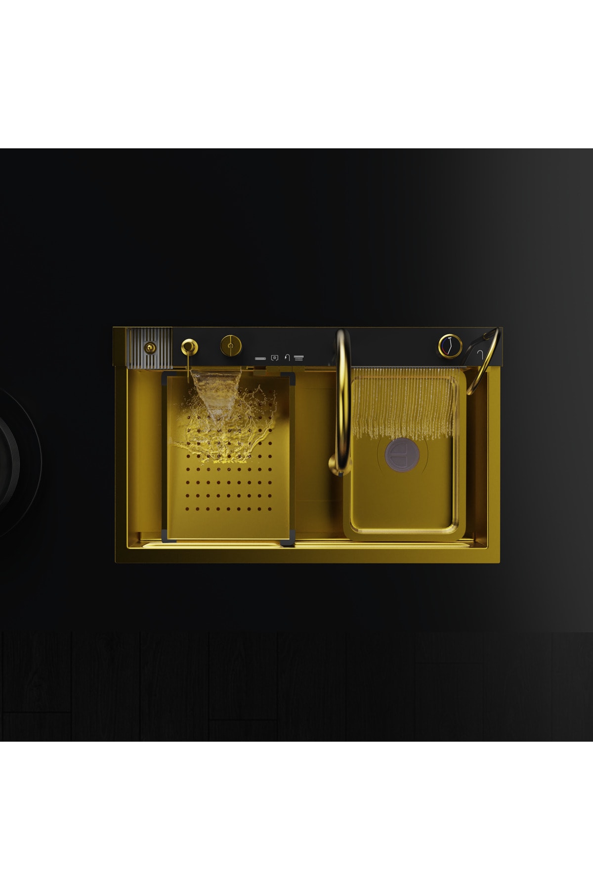 Gold Dijital Lüks Şelale Tasarımlı Akıllı Eviye As3547 75×45 Cm. Yerli Üretim. 5 Yıl Garantili.