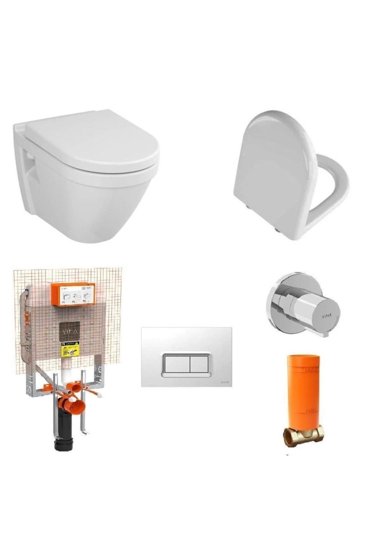 S50 Kanallı Asma Klozet+kapak+ Gömme Rezervuar Set