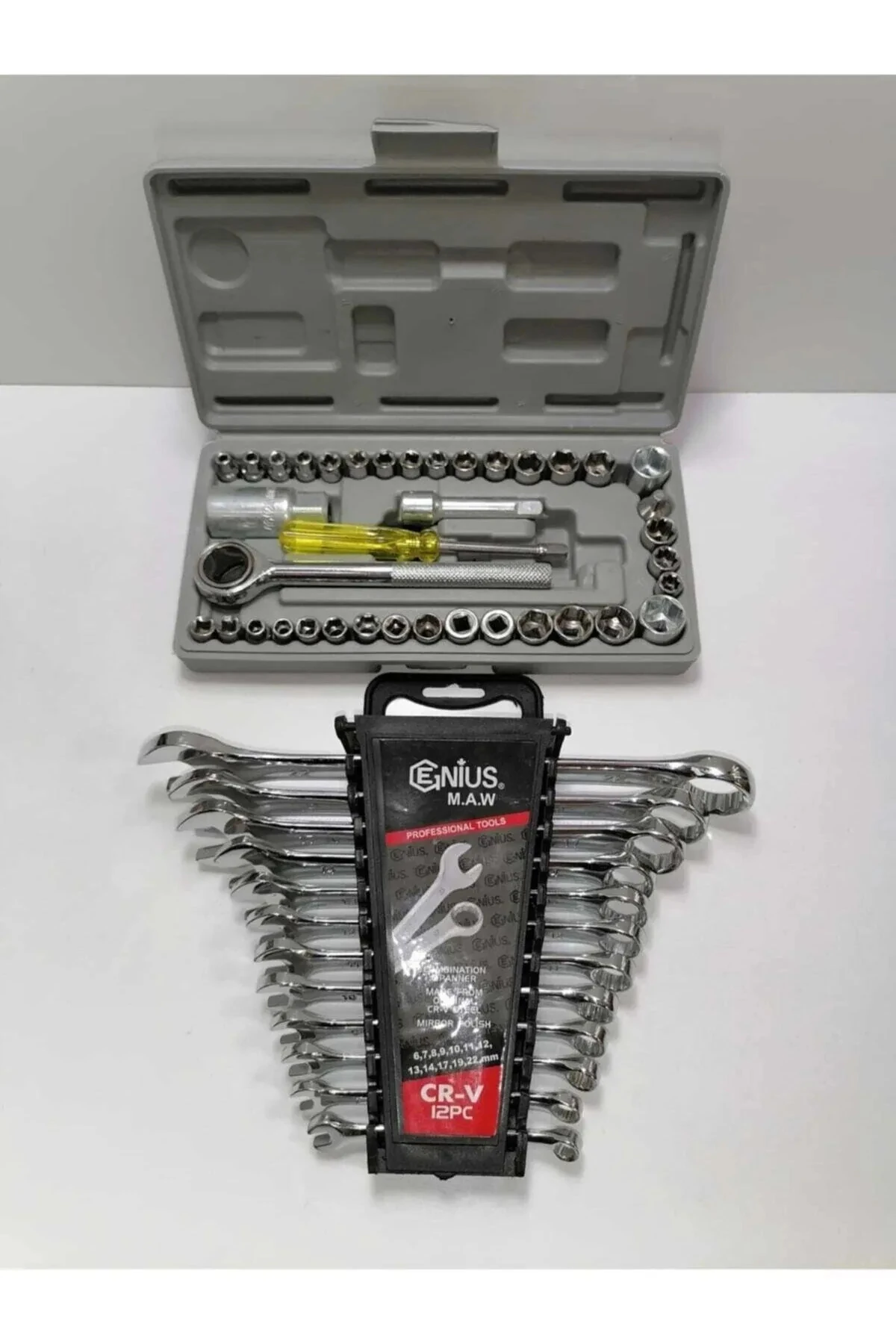 12 Parça Kombine Anahtar Takımı Ve 40 Parça Cırcırlı Lokma Takımı