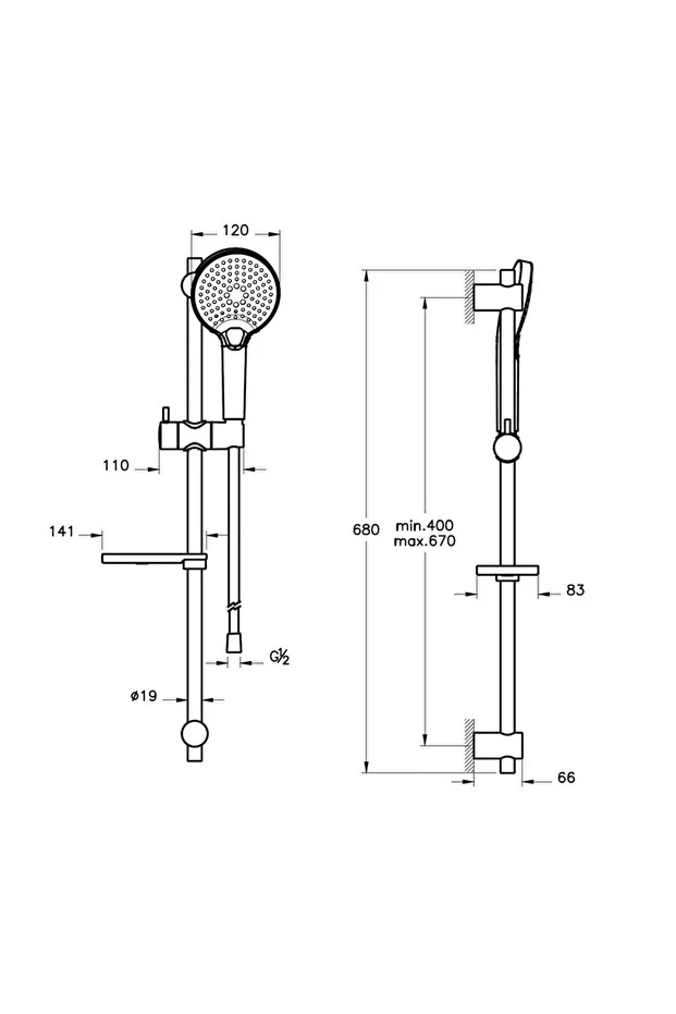 Bliss A45743 3f Sürgülü El Duşu Takımı, Krom